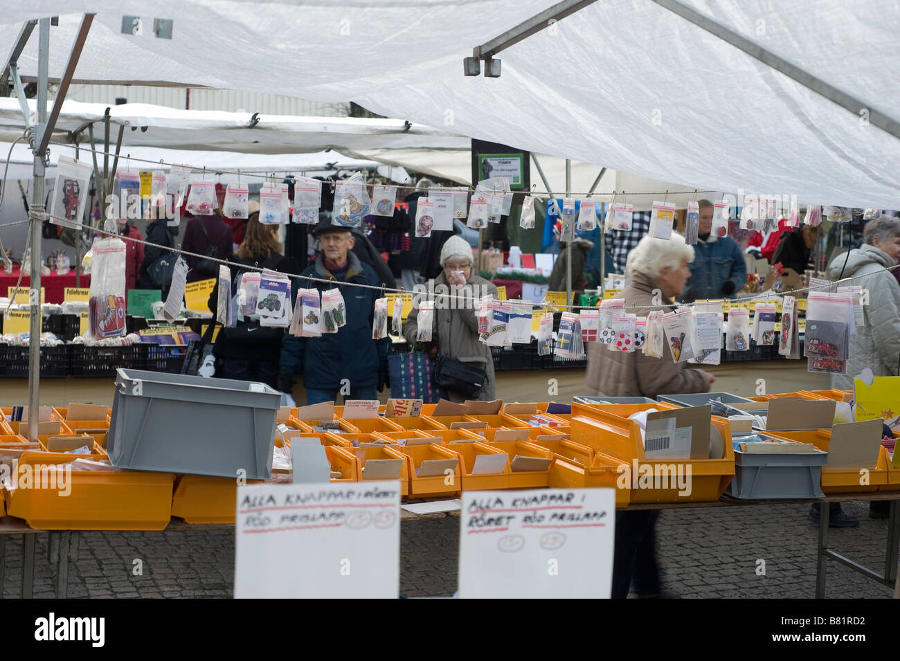 Scambi di mercato in Kungsbacka, Svezia Foto Stock