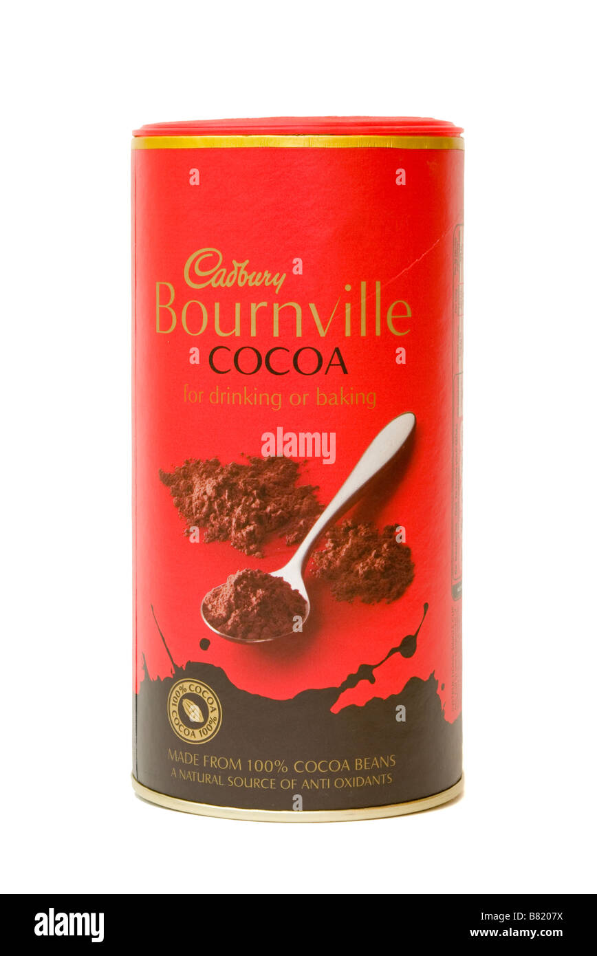 Scatola in cartone della Cadbury Bournville Cacao in polvere la bevanda al cioccolato Foto Stock