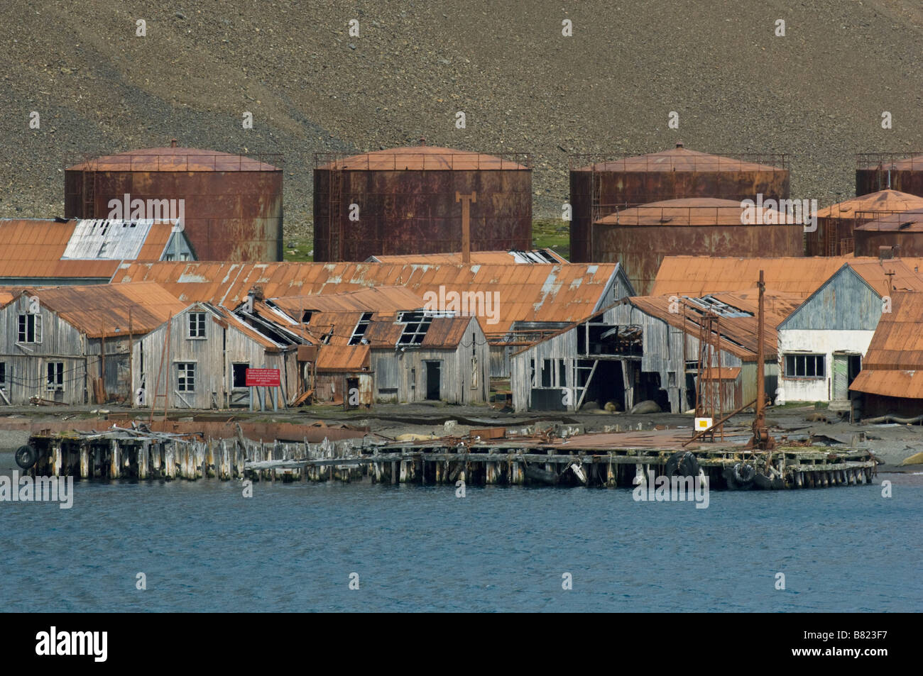 Stromness Stazione Baleniera, Isola Georgia del Sud Foto Stock