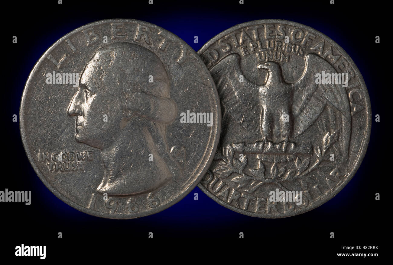 Stati Uniti d'America trimestre 25 centesimi moneta fronte e retro Foto Stock