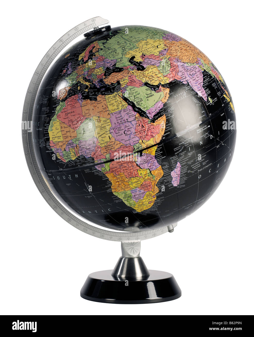 Mondo nero Globe Foto Stock