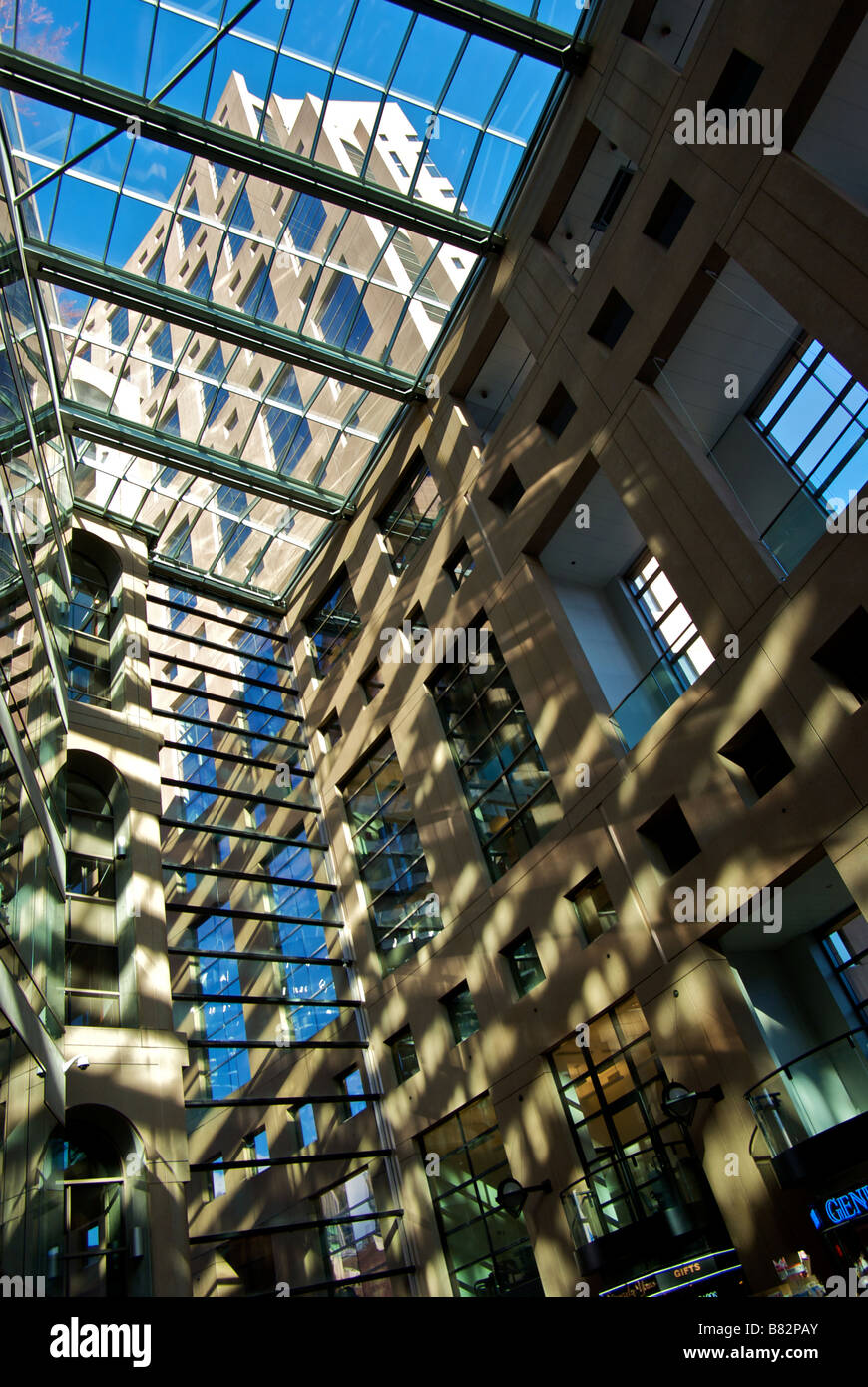 Lucernario accesa atrium presso il centro cittadino principale biblioteca pubblica il ramo Foto Stock