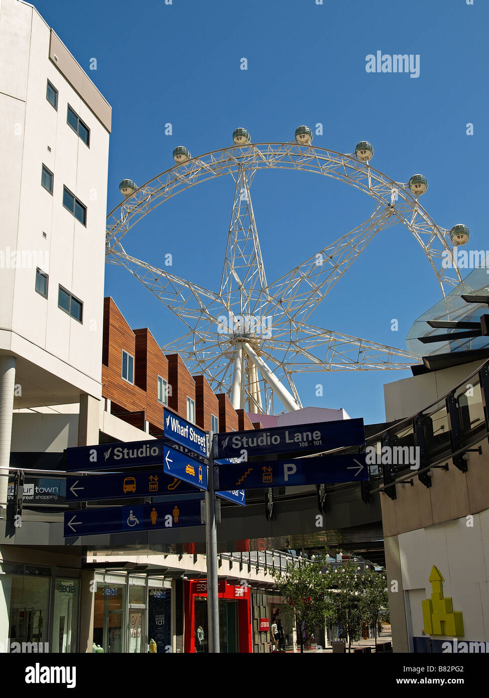 Stella Meridionale Observation Wheel visto dal Dockland area dello shopping Melbourne Victoria Australia Foto Stock