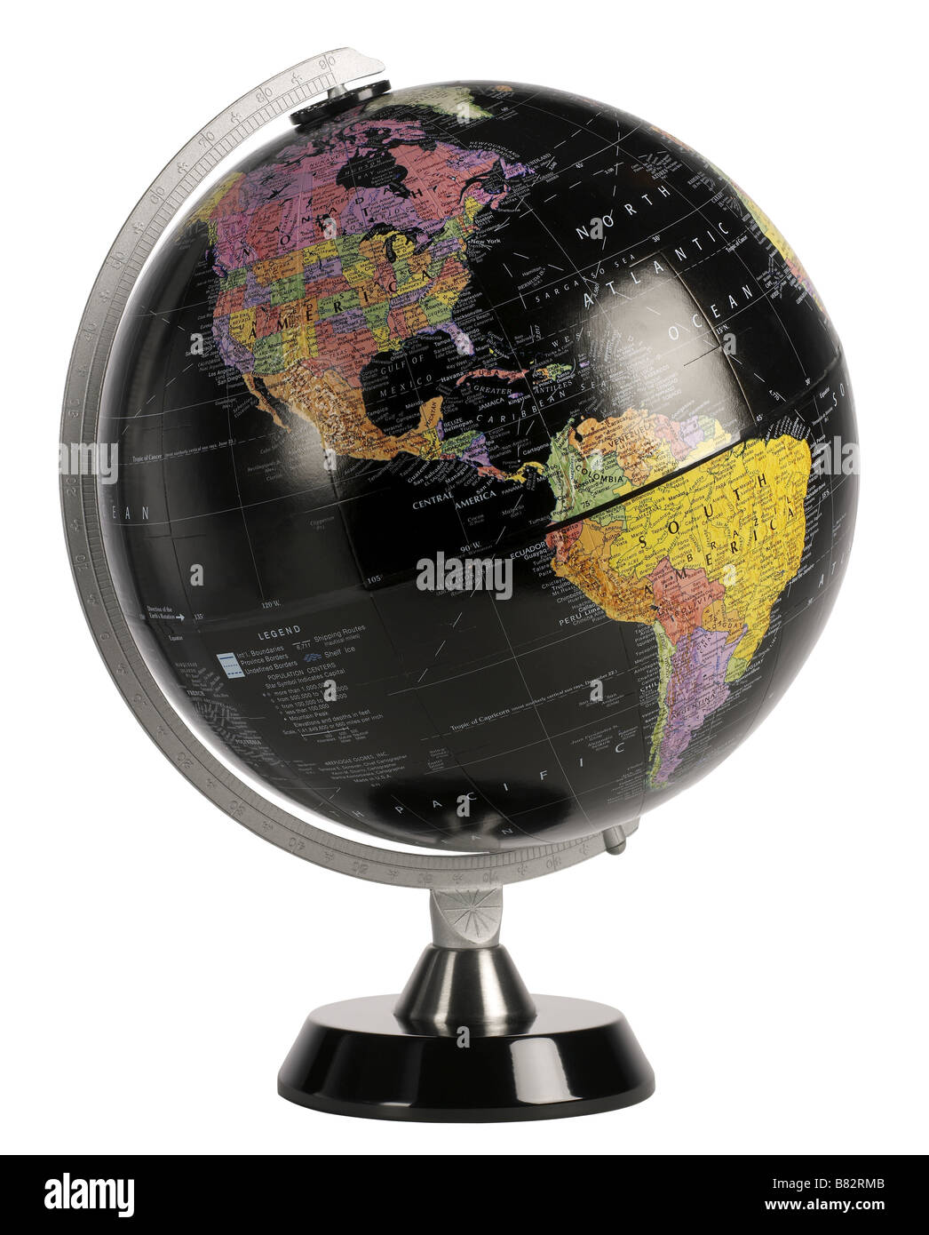 Mondo nero Globe Foto Stock