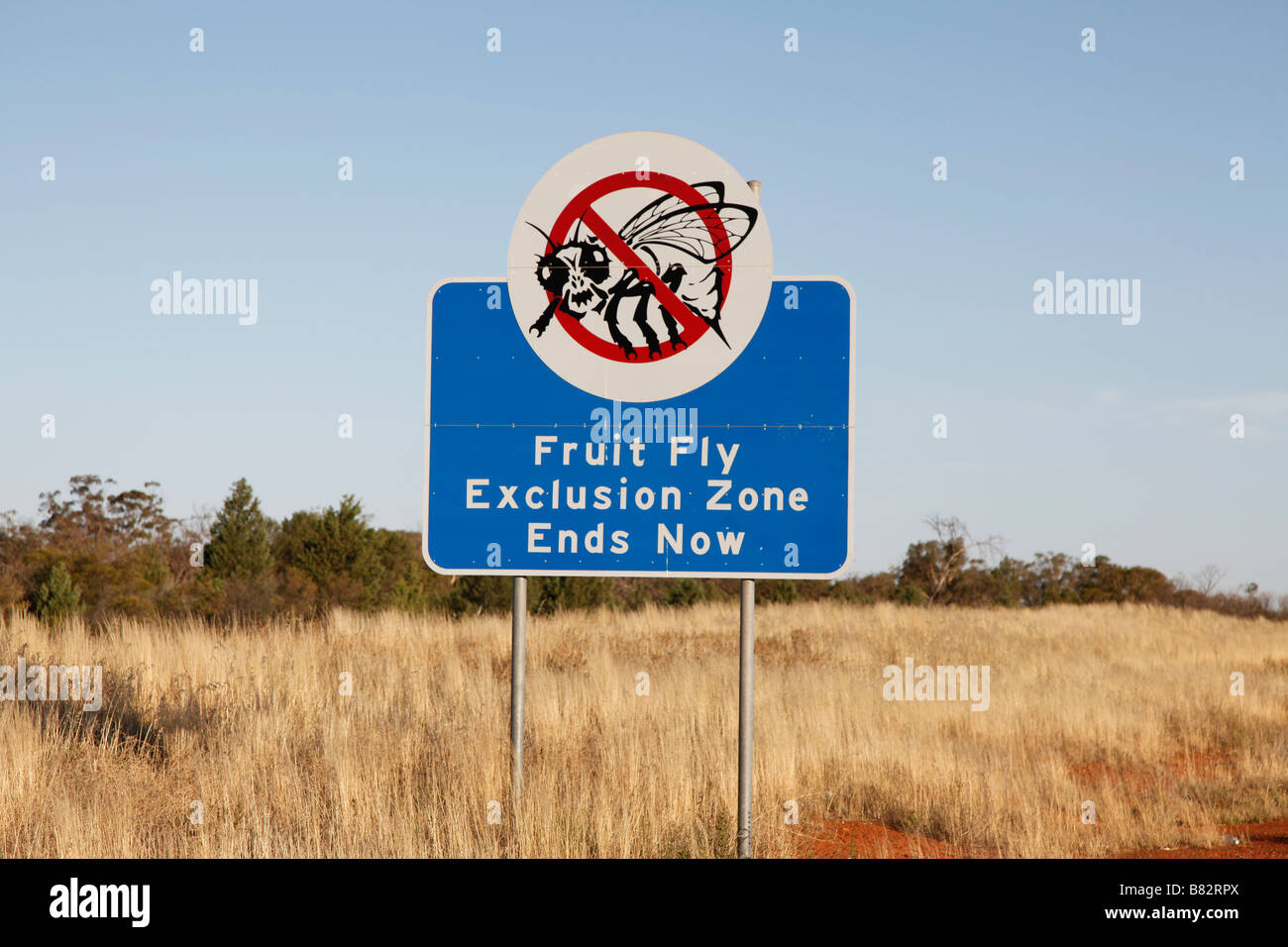 Mosca della frutta zona di escursione termina adesso cartello stradale,Nuovo Galles del Sud, Australia Foto Stock