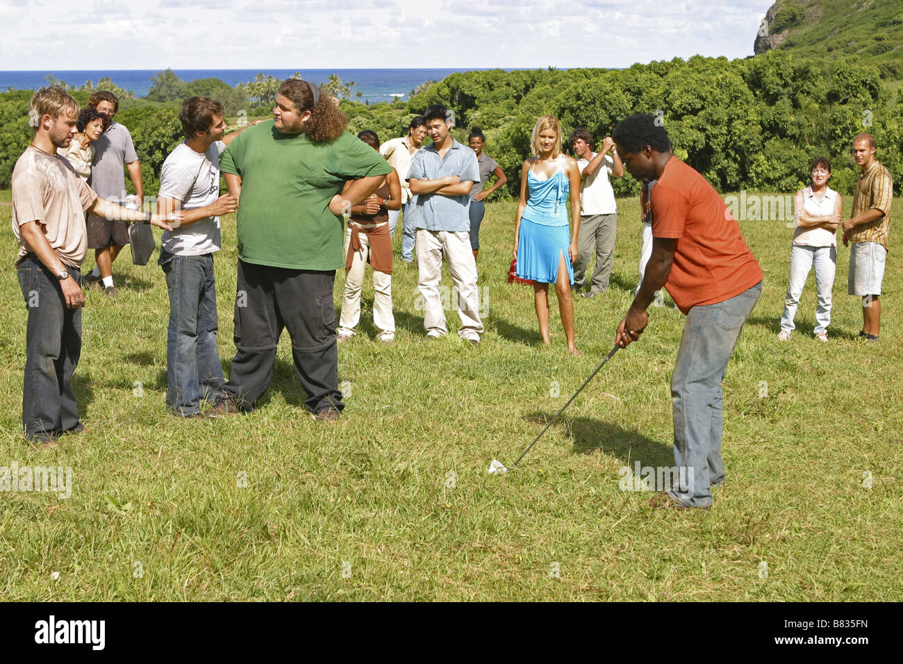 Lost serie TV 2004 - 2010 - USA 2004 stagione 01, episodio 09 - Direttore solitario : Greg Yaitanes Harold Perrineau, Jorge Garcia, Dominic Monaghan, Ian Somerhalder Maggie Grace Foto Stock