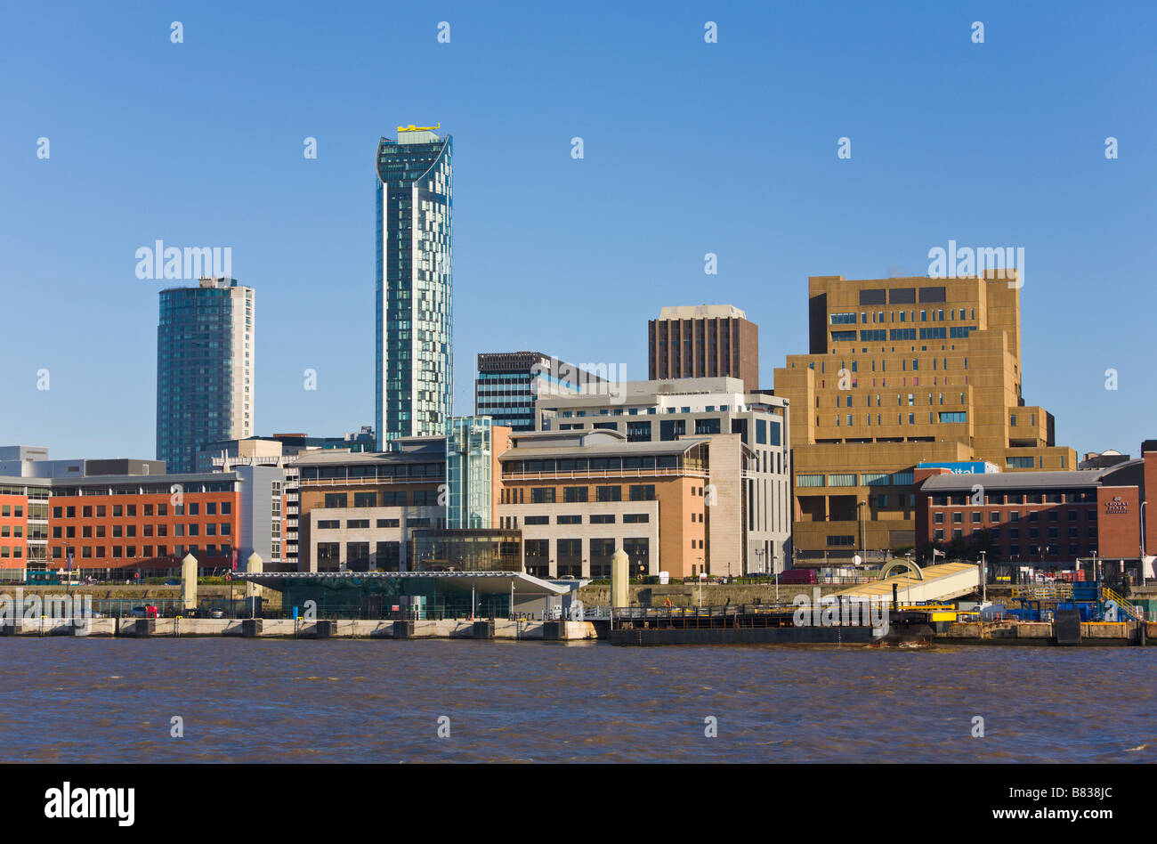 Skyline e fiume Mersey, Liverpool, Merseyside England Foto Stock