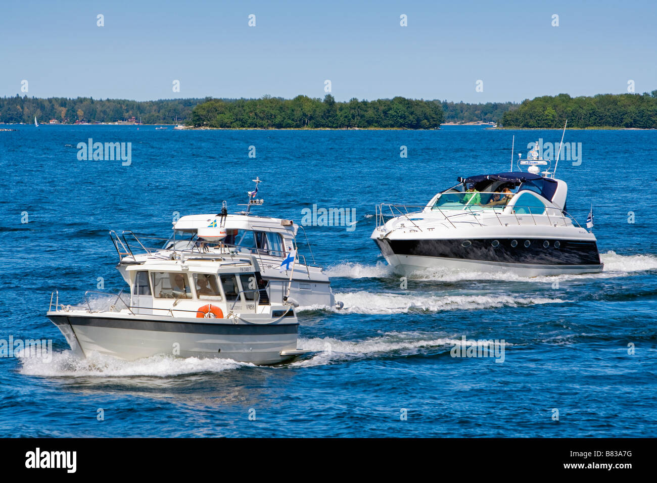 La Svezia arcipelago di Stoccolma il traffico delle barche Foto Stock