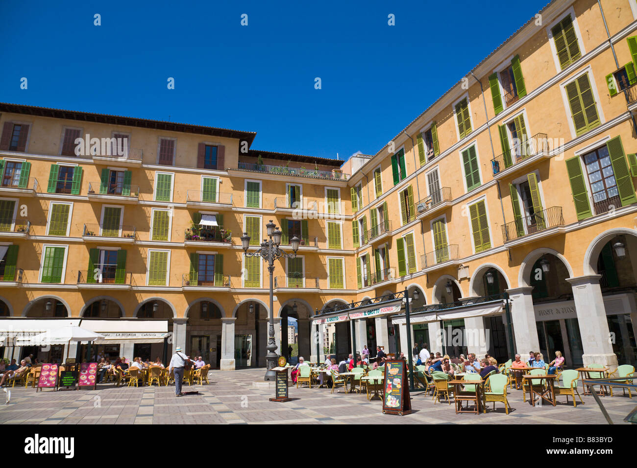 Cafe, Placa Major, Palma di Mallorca, Spagna Foto Stock