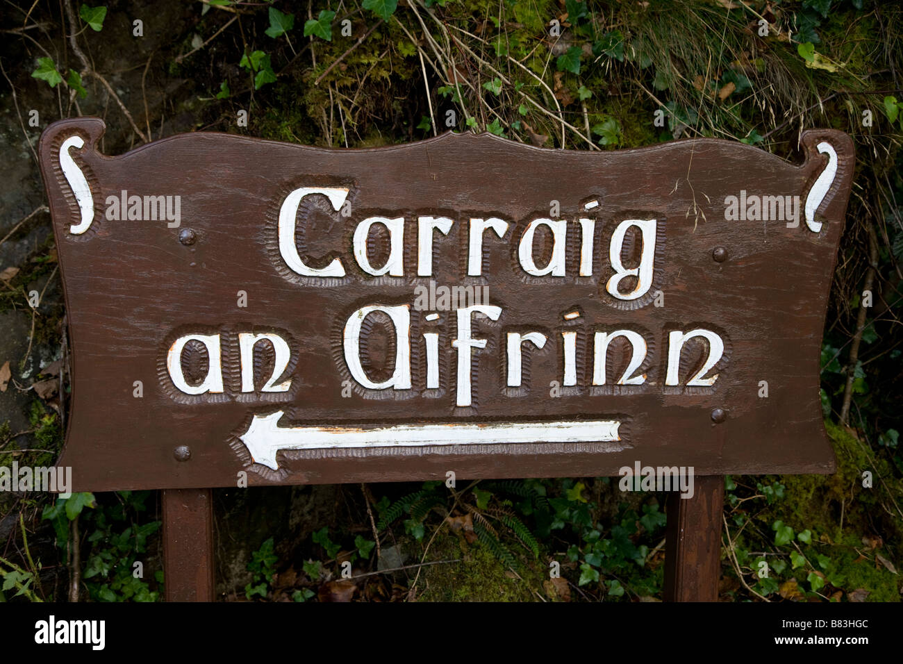 Carraig una massa Aifrinn Rock segno, County Donegal Foto Stock