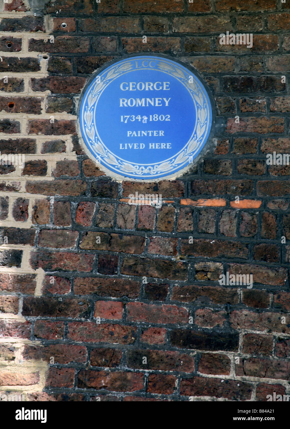 English Heritage targa blu per George Romney, Londra Foto Stock