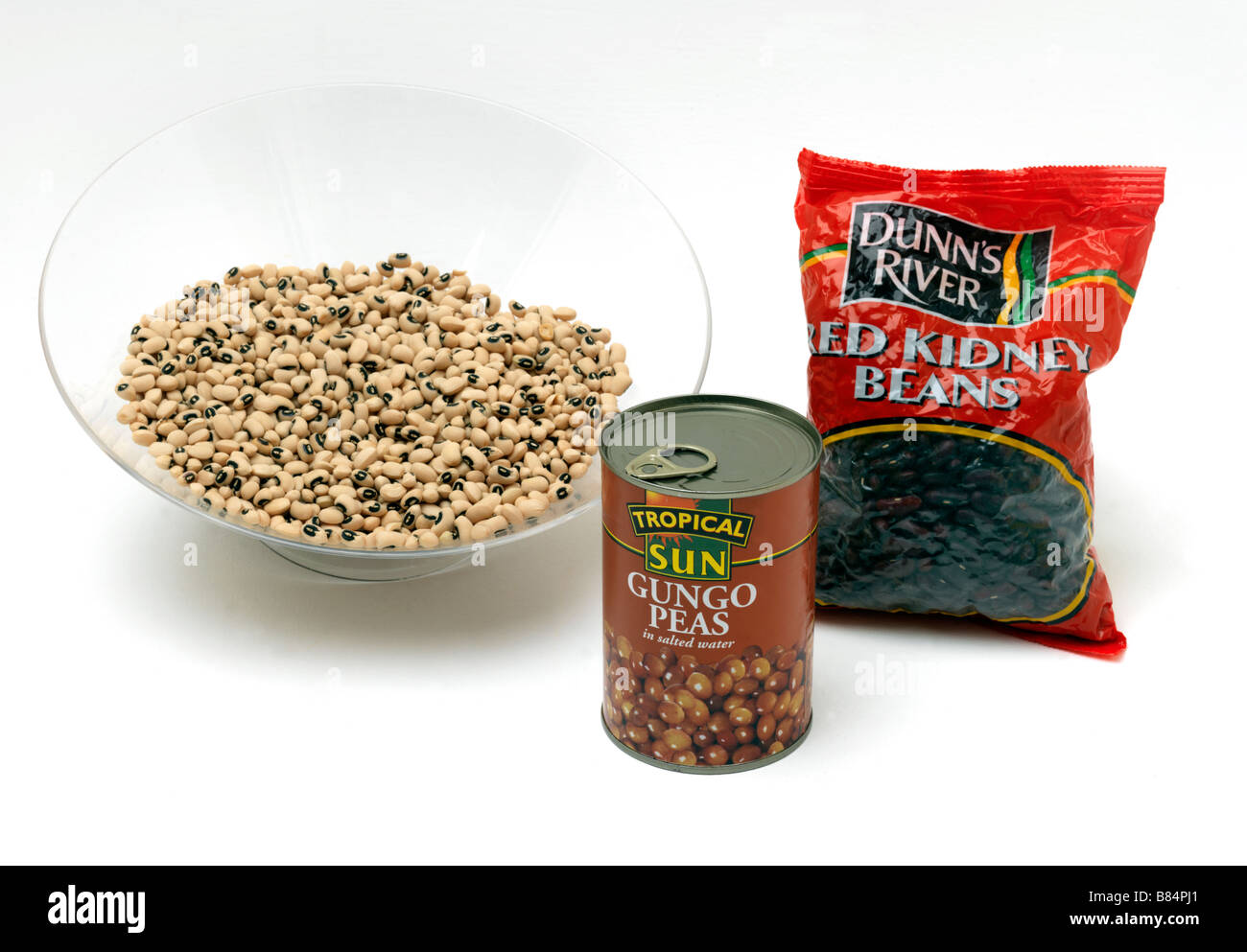 Caraibi piselli e fagioli black eyed fagioli e piselli Gungo e Fagioli rossi Foto Stock