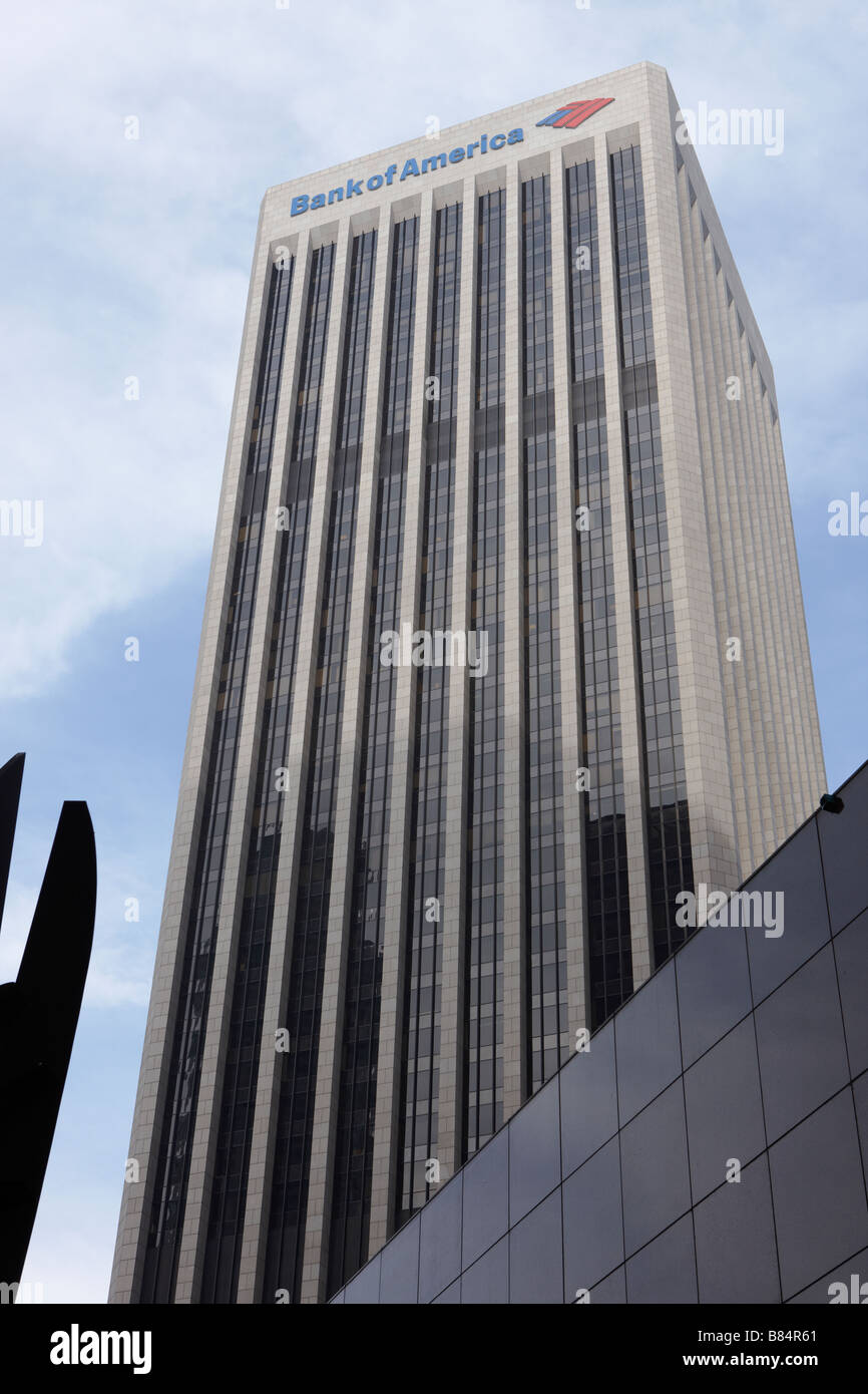 La Bank of America tower nel centro di Los Angeles, California, USA. Foto Stock