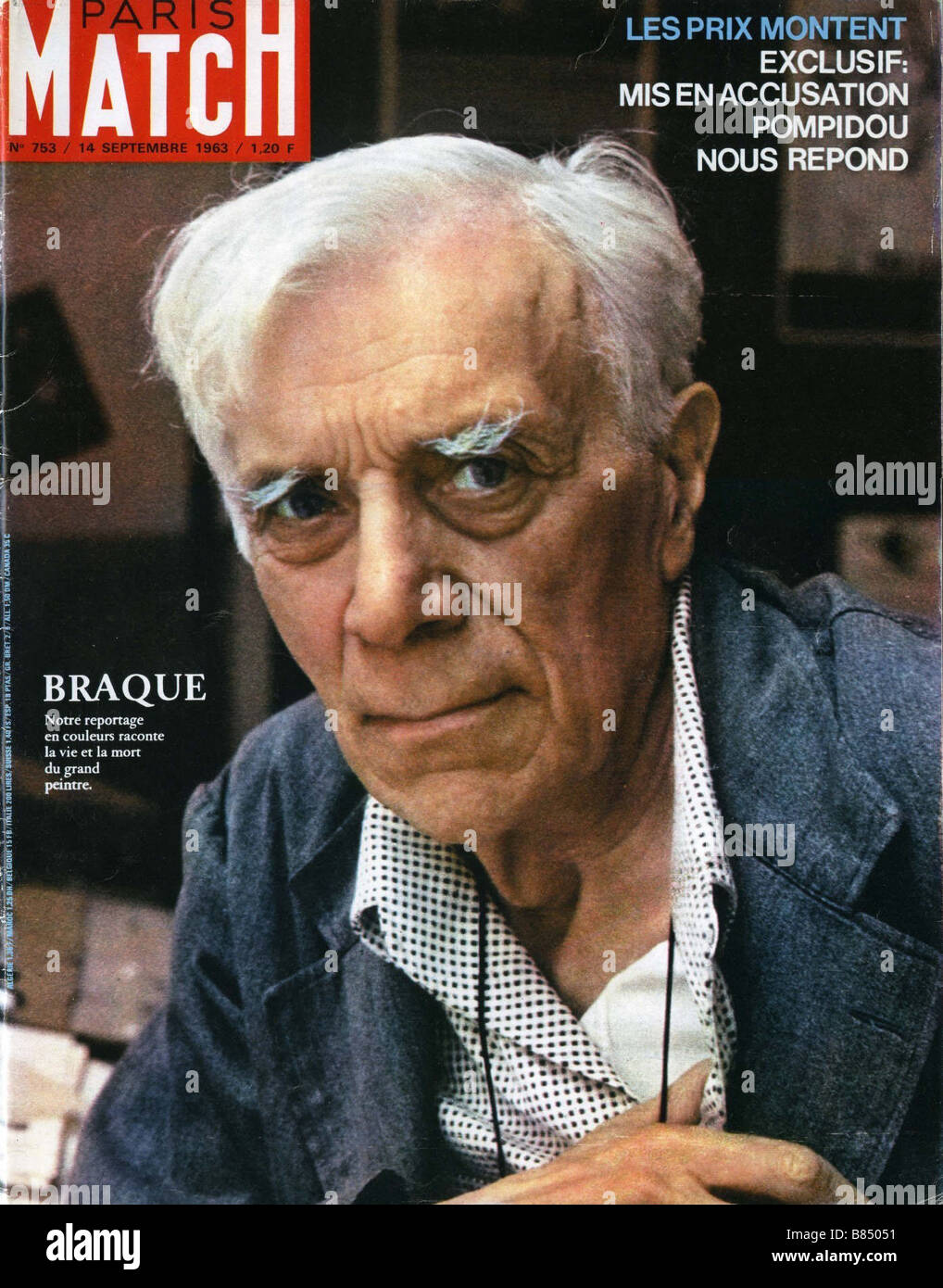 Coperchio del 'Paris Match", rivista # 753 datato 14 settembre 1963, articolo su George Braque la vita e la morte Foto Stock