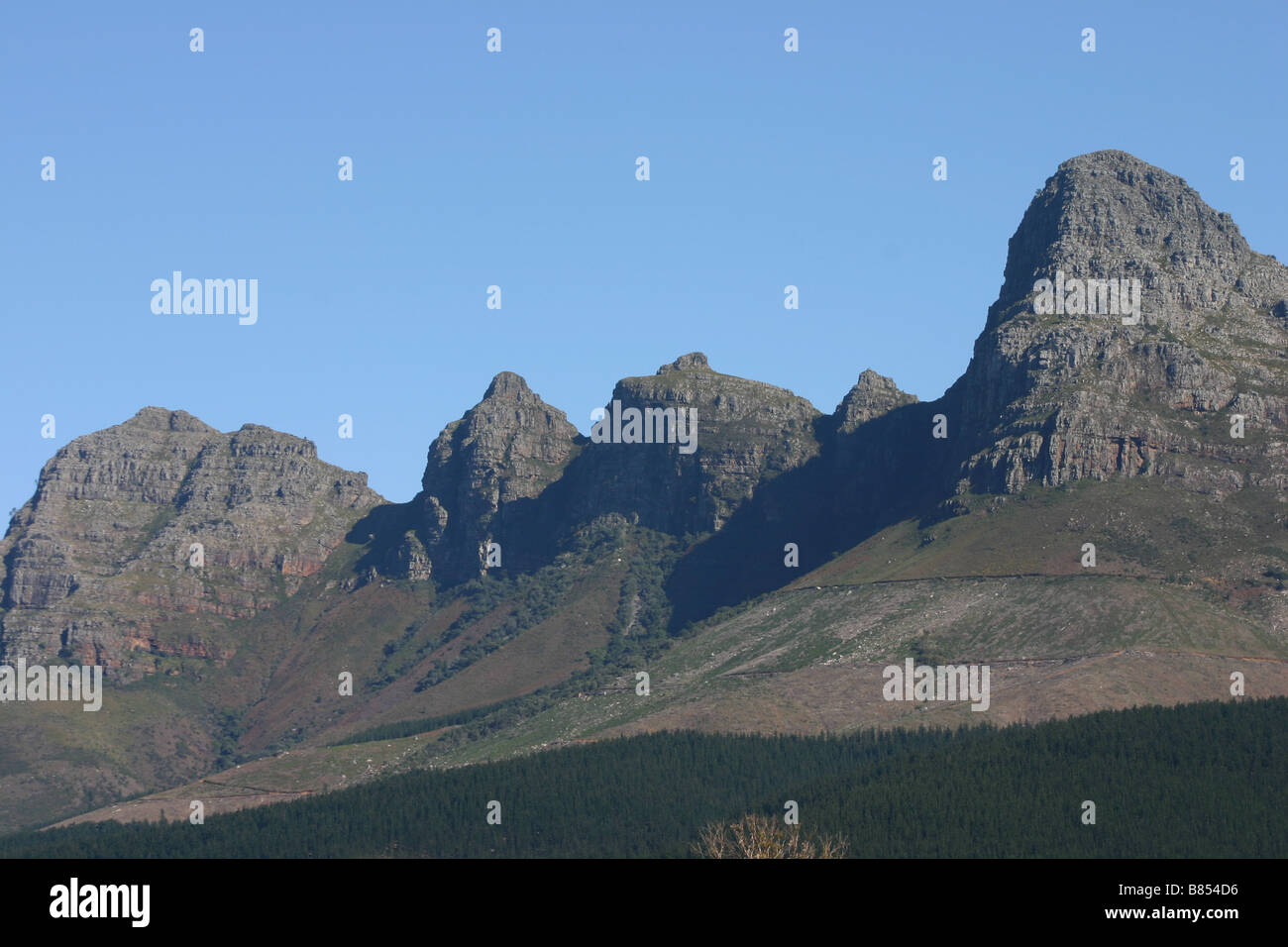 Aspre montagne intorno a Stellenbosch, Cape Winelands, Sud Africa Foto Stock