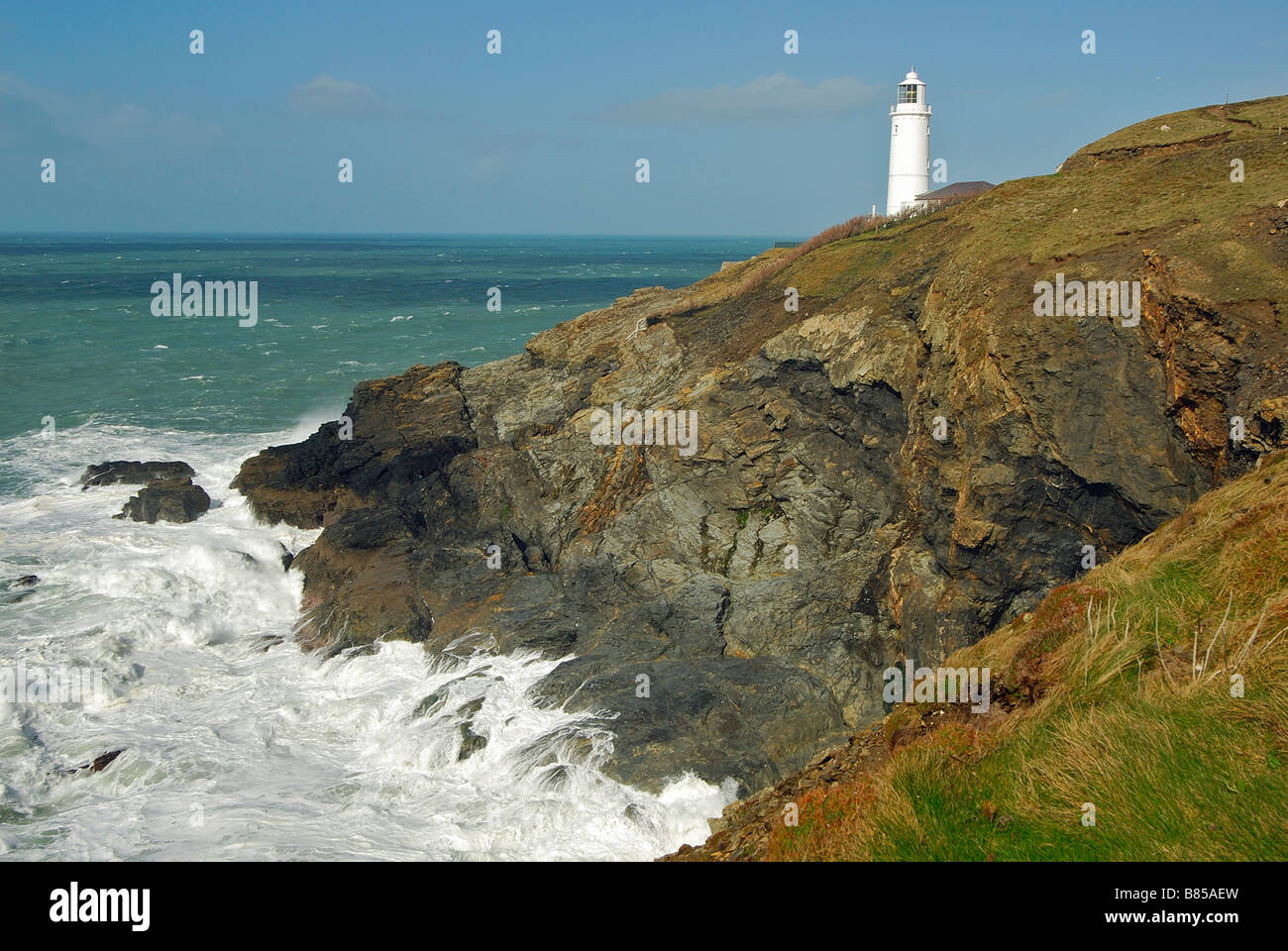 Faro testa Trevose Cornwall Regno Unito Foto Stock