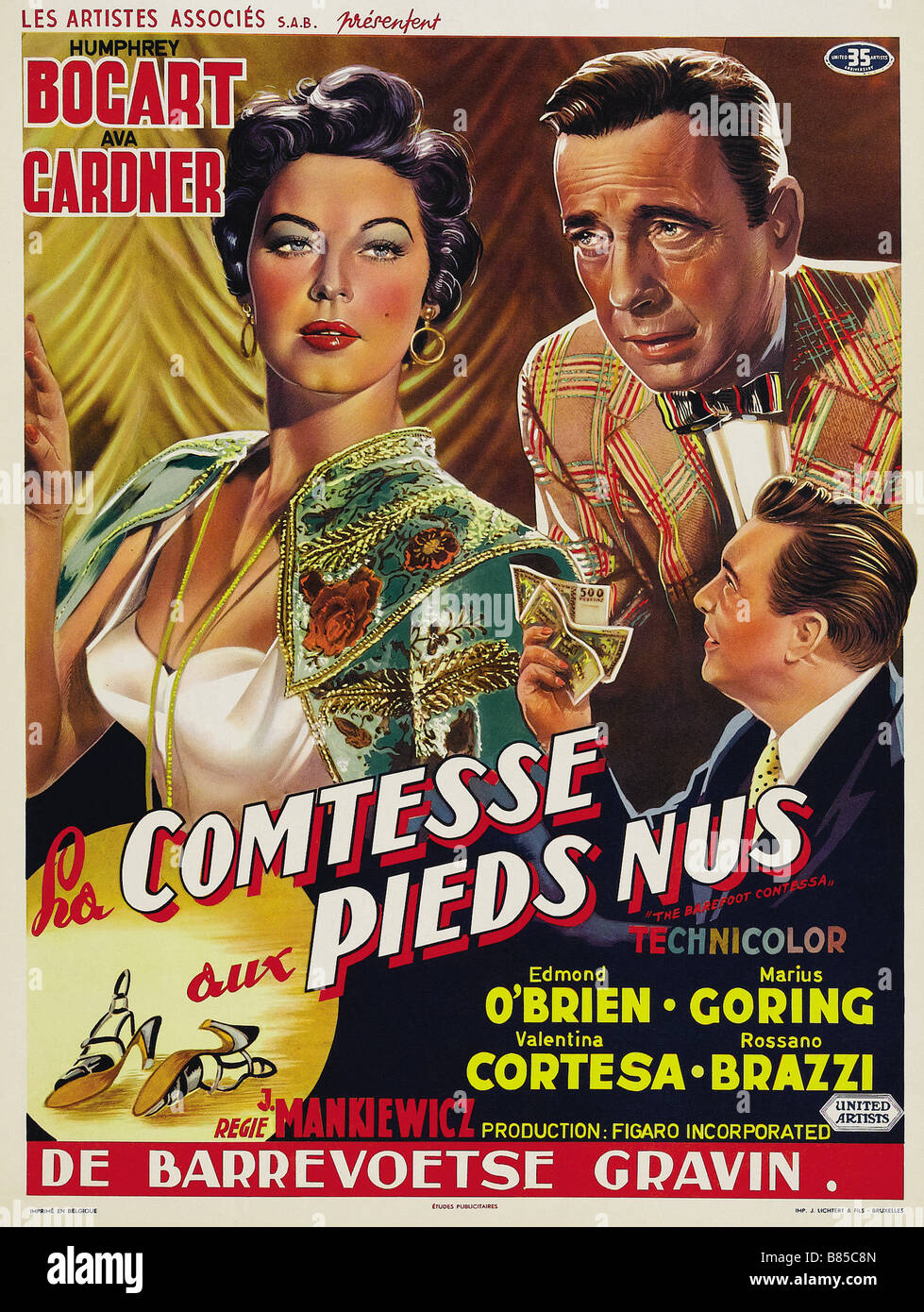 Il Barefoot Contessa Anno : 1954 STATI UNITI / Italia Direttore : Giuseppe L. Mankiewicz poster (Fr) Foto Stock