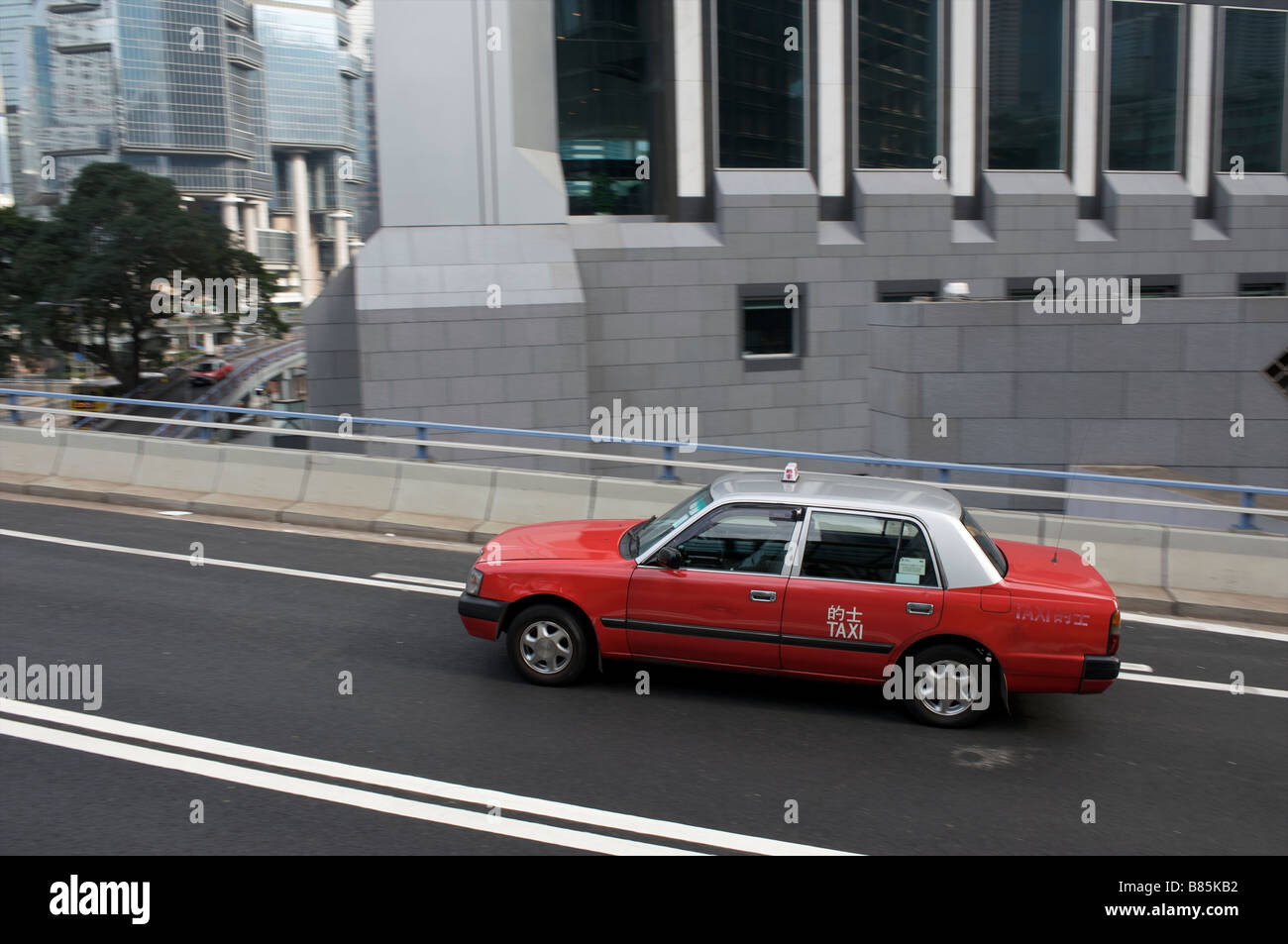 Taxi in centro a Hong Kong Cina Foto Stock