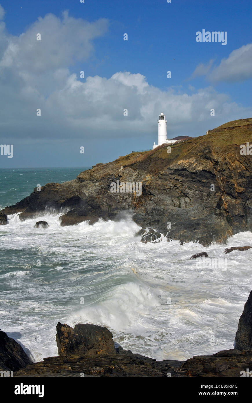 Faro testa Trevose Cornwall Regno Unito Foto Stock