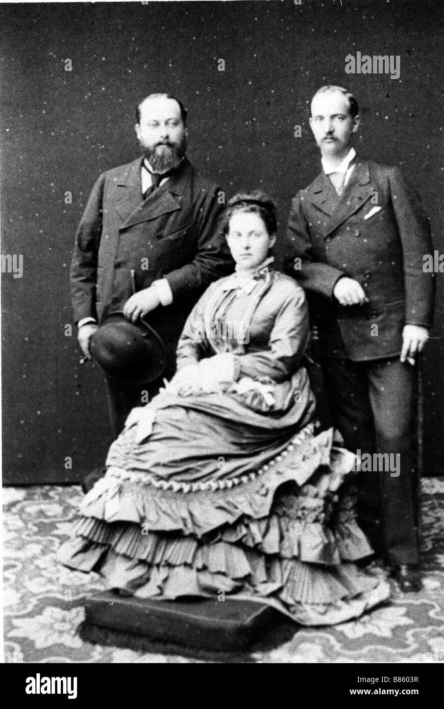 Edoardo VII, la regina Olga e il re Giorgio i di Grecia Foto Stock
