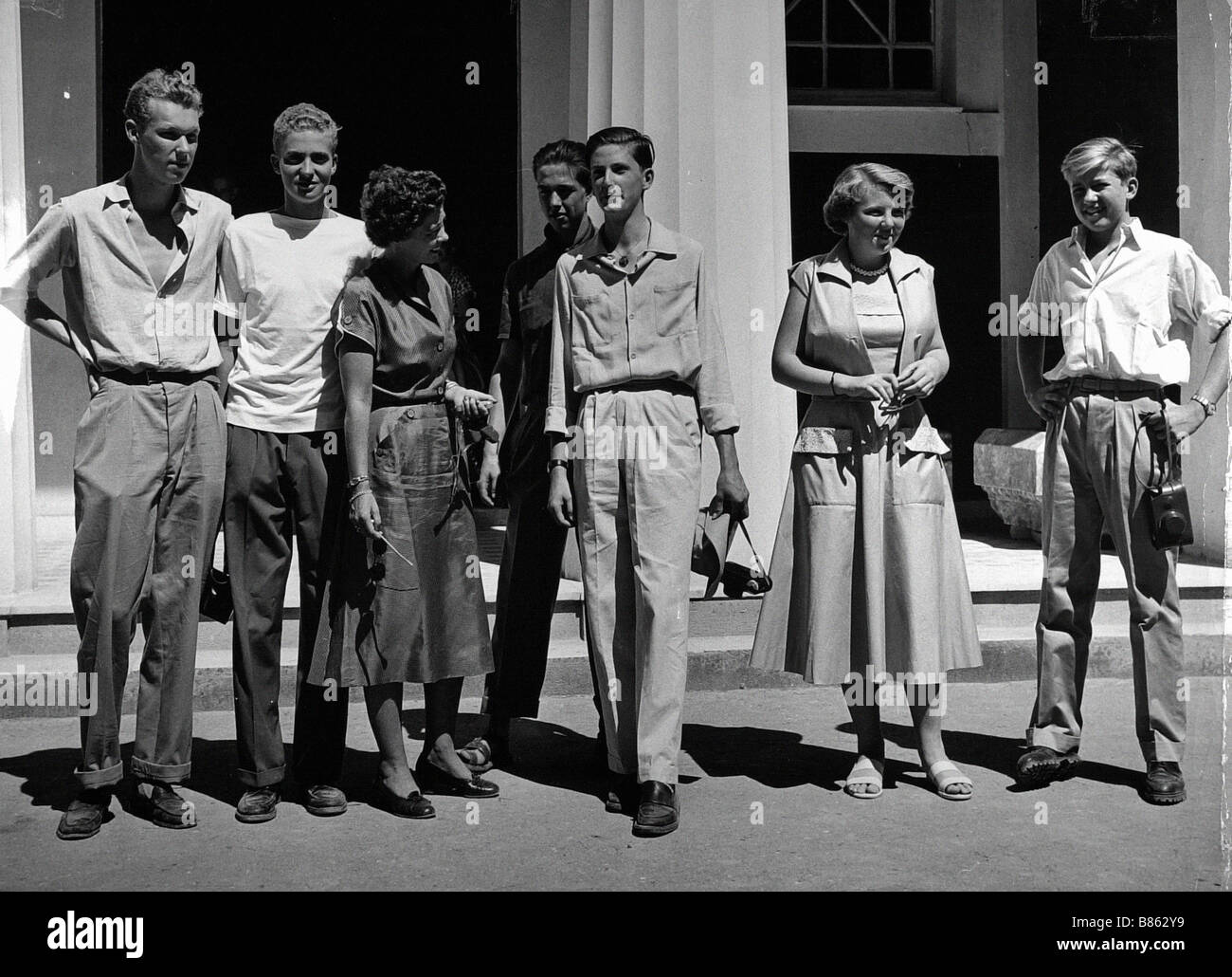 Crociera dei re a bordo di "Agamennone" organizzato dalla regina Frederika della Grecia nel 1954 e Crown Princess Foto Stock