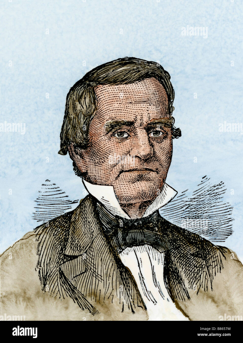 Cherokee chief John Ross o Kooweskoowe 1800s. Colorate a mano la xilografia Foto Stock