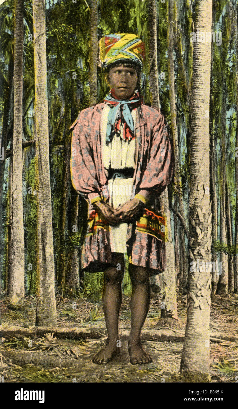 Cartolina in rappresentanza di Tom Tiger, Seminole capo indiano, Florida Foto Stock