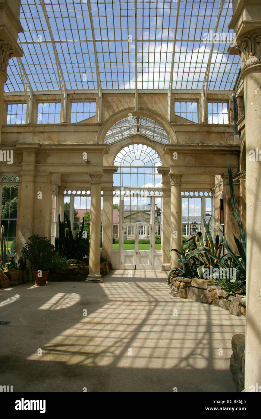 Il grande conservatorio costruito da Charles Fowler nel 1826, Syon House, Brentford, Middlesex, England, Regno Unito Foto Stock