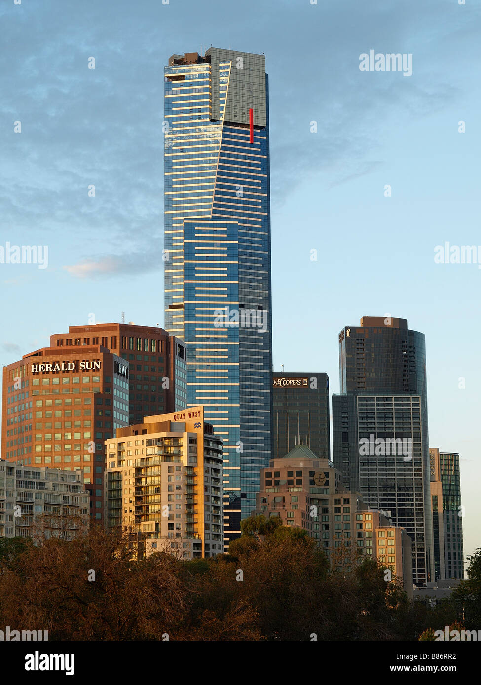 MELBOURNE VICTORIA AUSTRALIA con edifici di Southbank e EUREKA TOWER Foto Stock