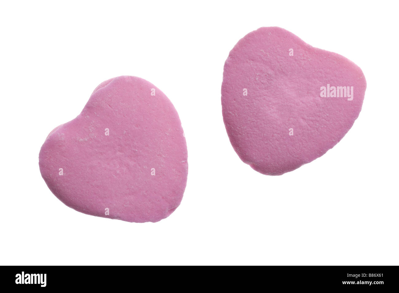 Giorno di San Valentino Candy cuori isolati su sfondo bianco Foto Stock