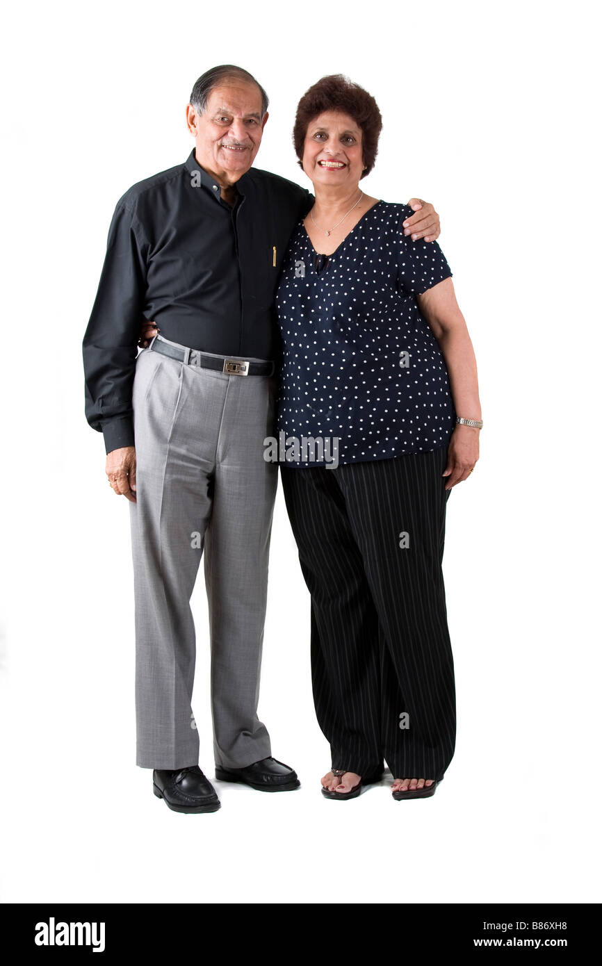 Ritratto di un felice anziani East Indian giovane Foto Stock