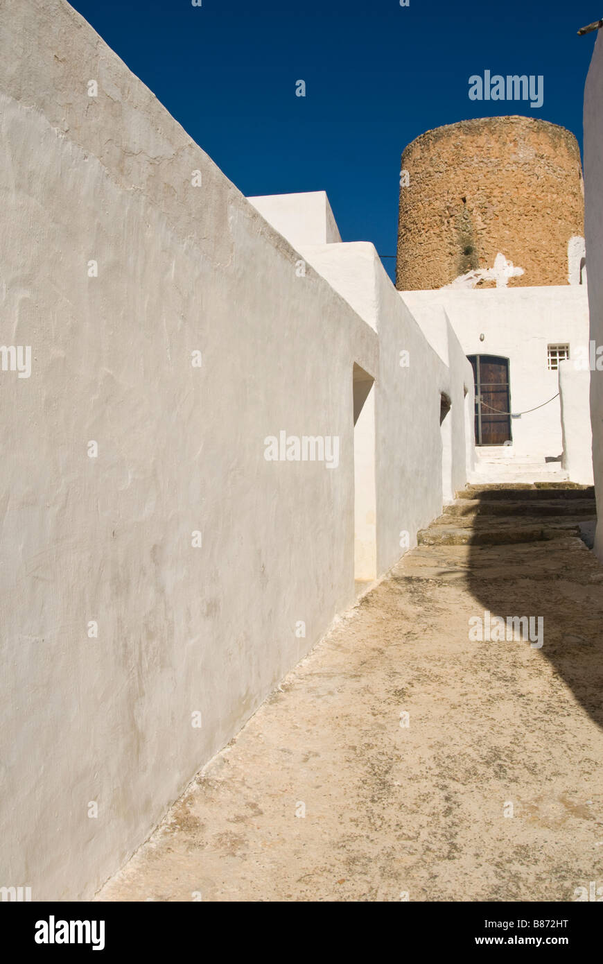 Dettaglio di una tradizionale casa di campagna di Ibiza, Ibiza, Spagna Foto Stock