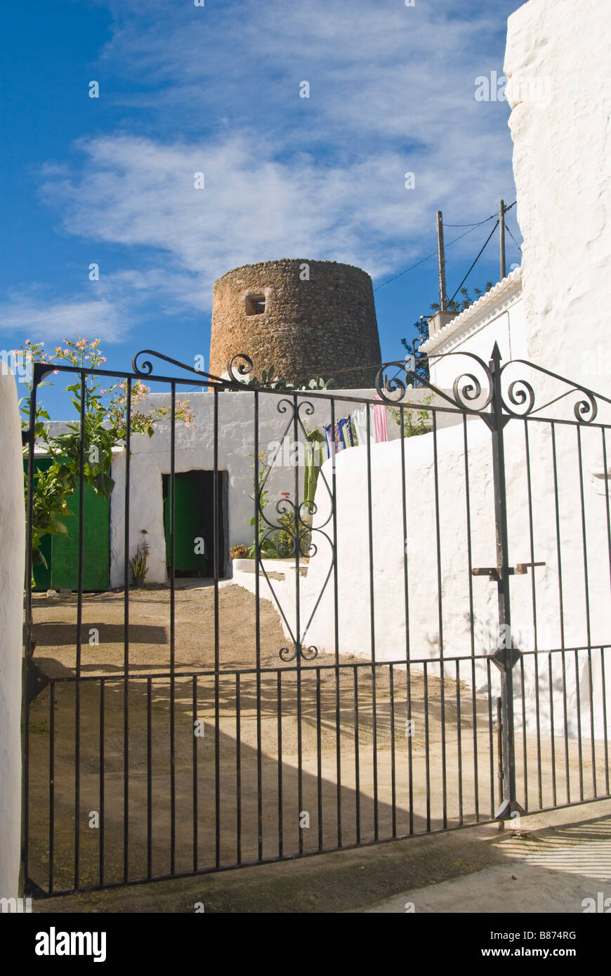 Dettaglio di una tradizionale casa di campagna di Ibiza, Ibiza, Spagna Foto Stock