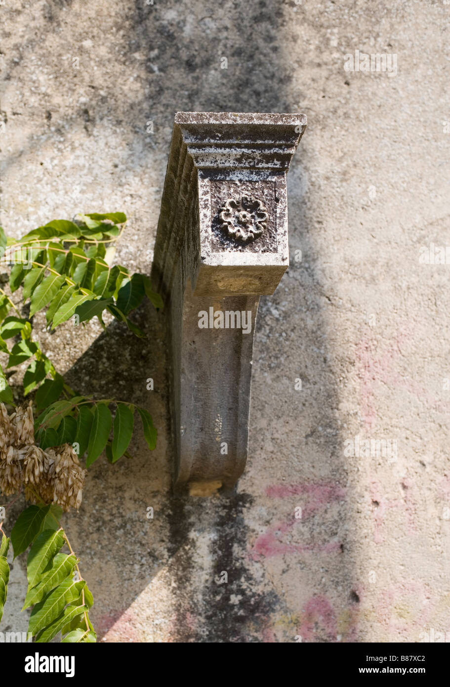 Vecchia casa balcone dettagli di supporto - Cefalonia, Grecia Foto Stock