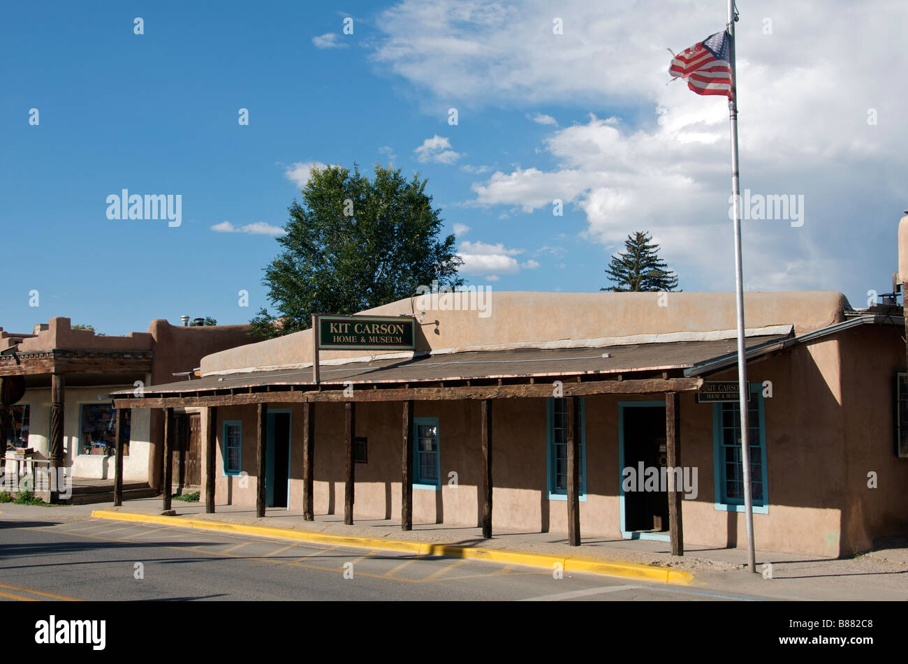 Storico esterna Kit Carson Museum Taos New Mexico USA Foto Stock