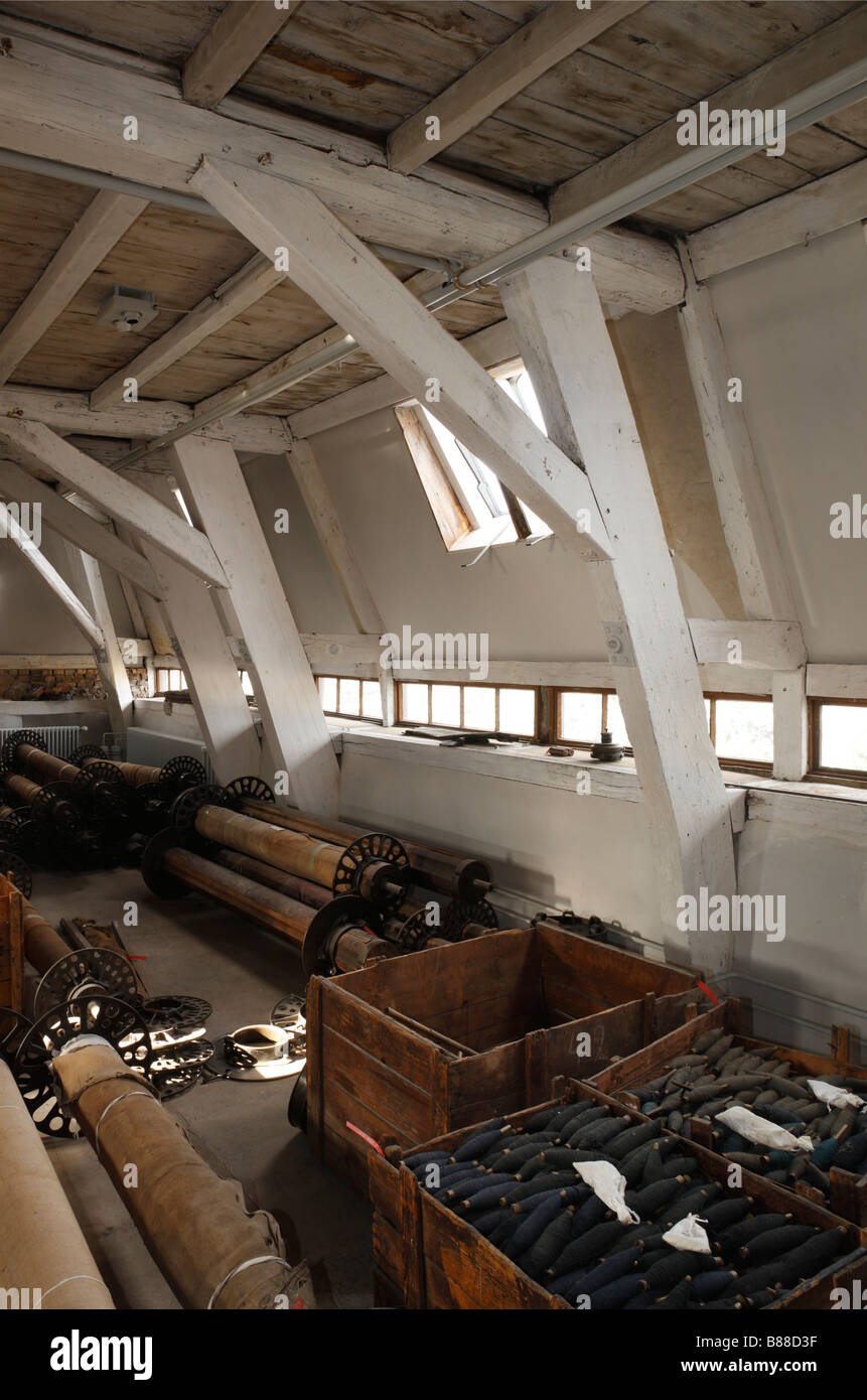 Euskirchen, ehemalige Tuchfabrik Müller, LVR-Industriemuseum, 2. Obergeschoss, Dachlonstruktion Foto Stock