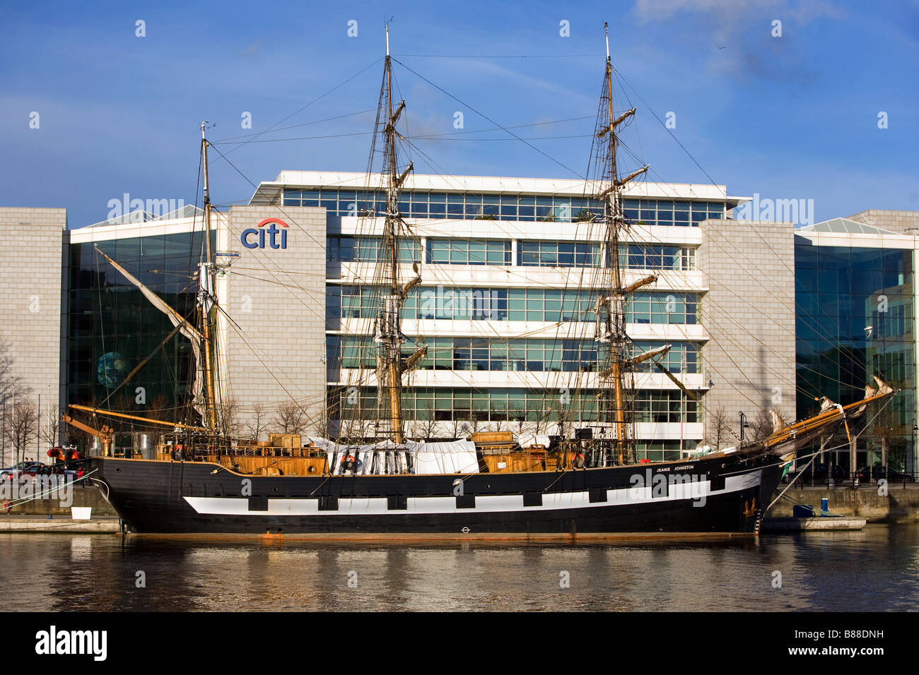 Jeanie Johnston tre masted barca a vela, a Dublino, Irlanda Foto Stock