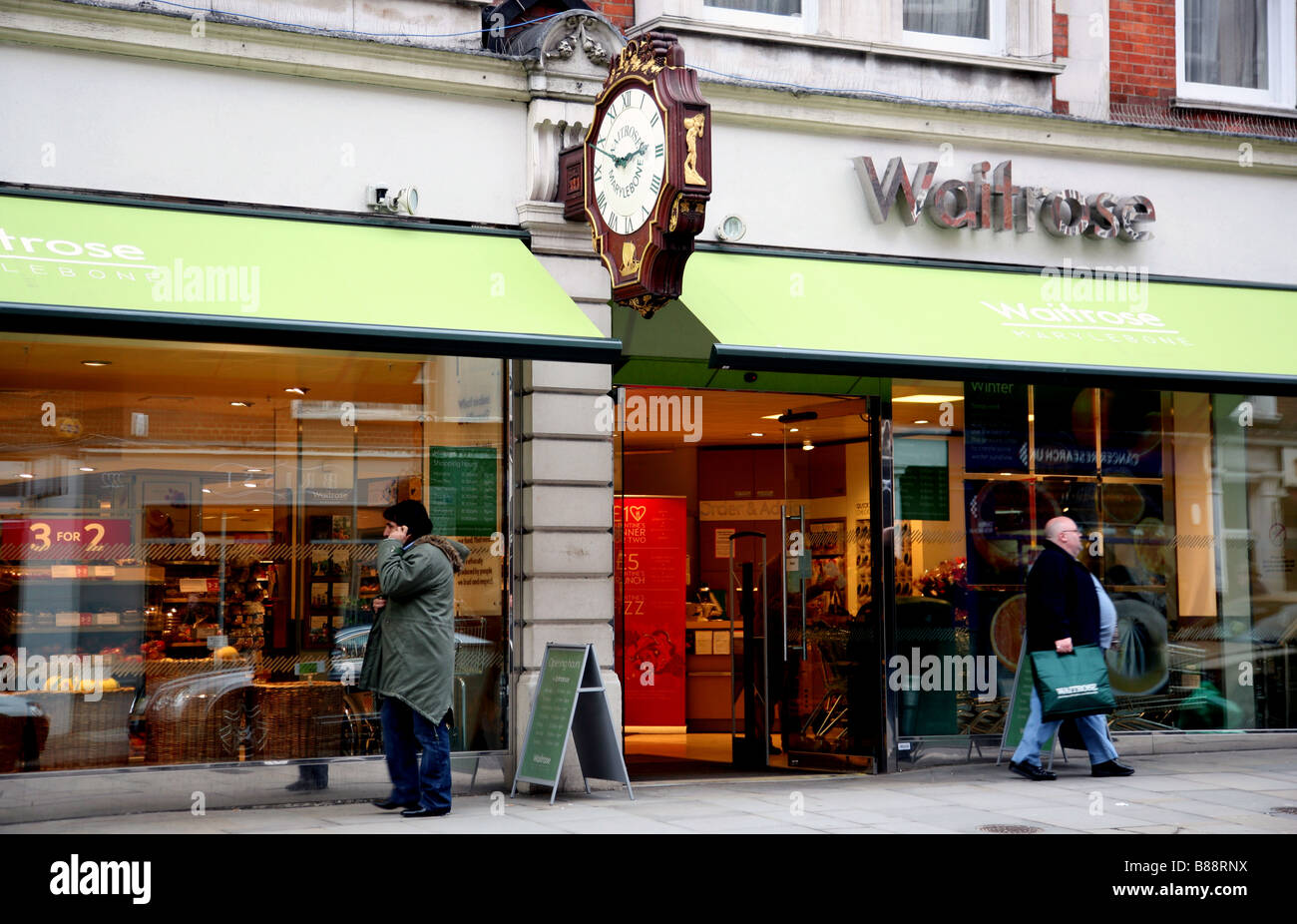 Marylebone High Street ramo di Waitrose negozi alimentari, Londra Foto Stock