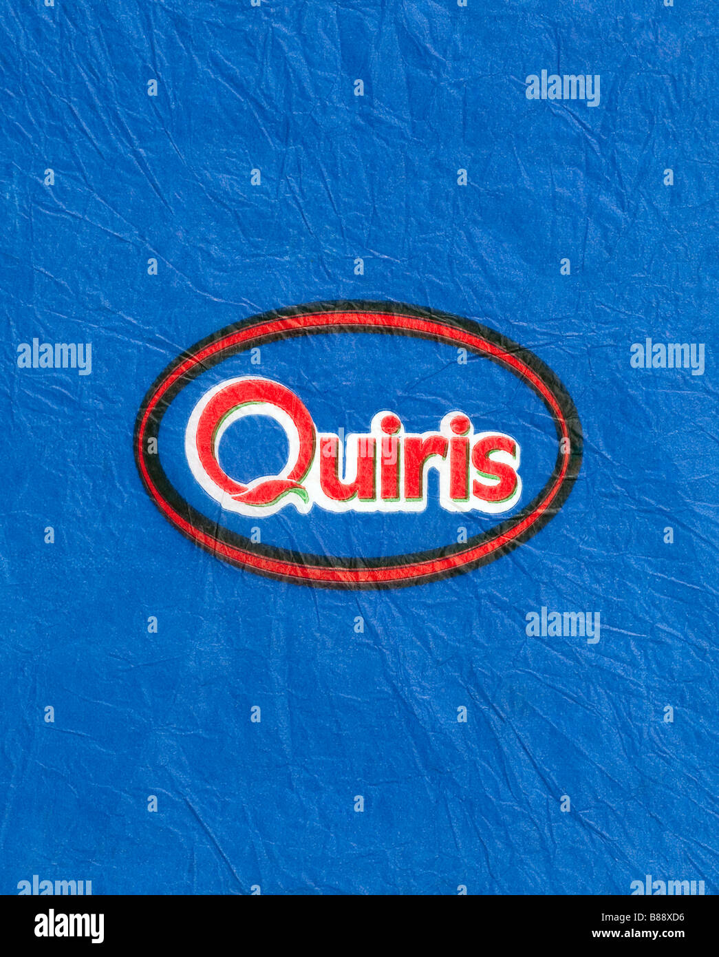 Agrumi wrapper da Spagna - logo ovale illustrazione su blu di carta tissue. Foto Stock
