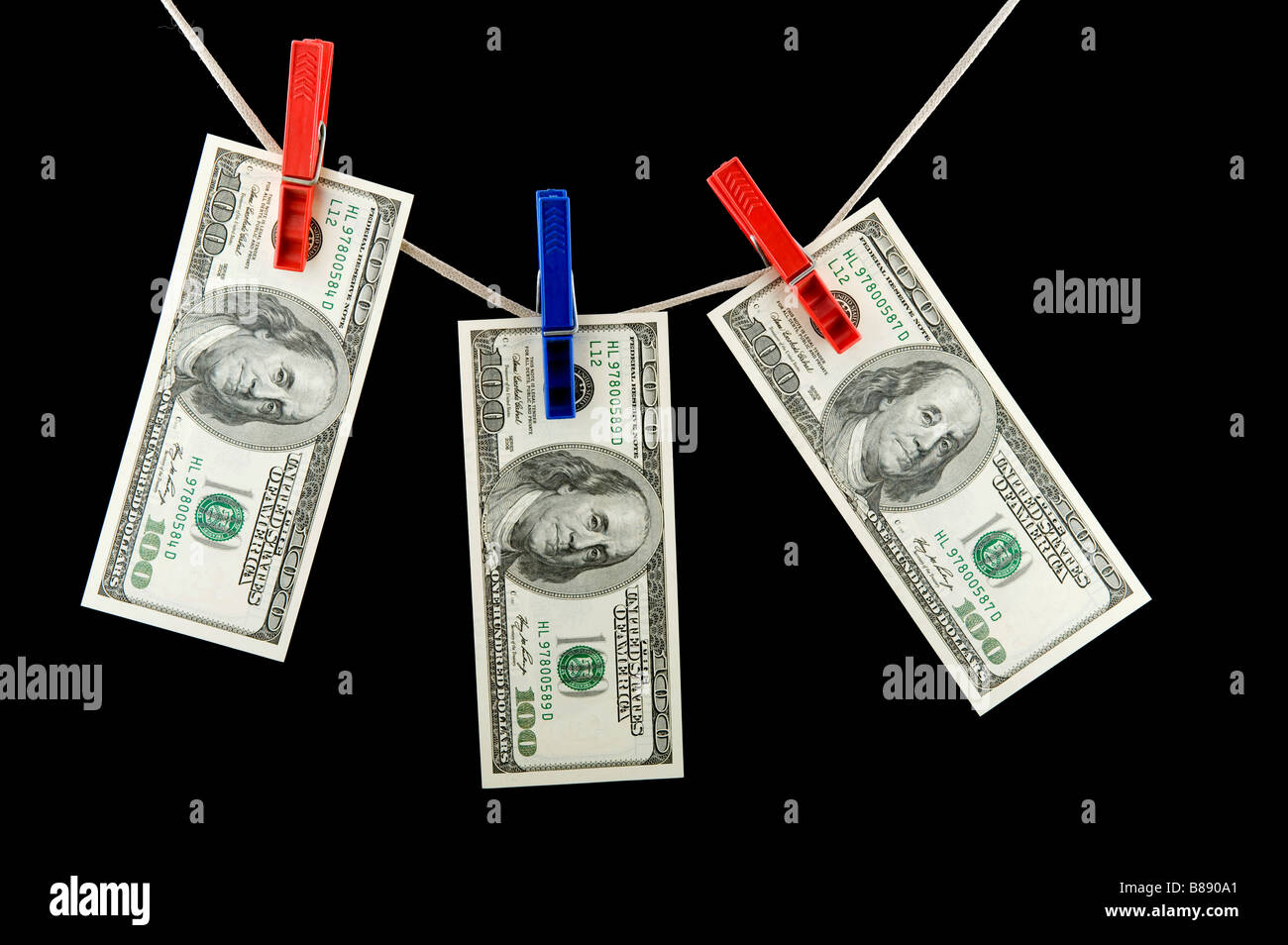 Oggetto sul nero valuta carta moneta Foto Stock