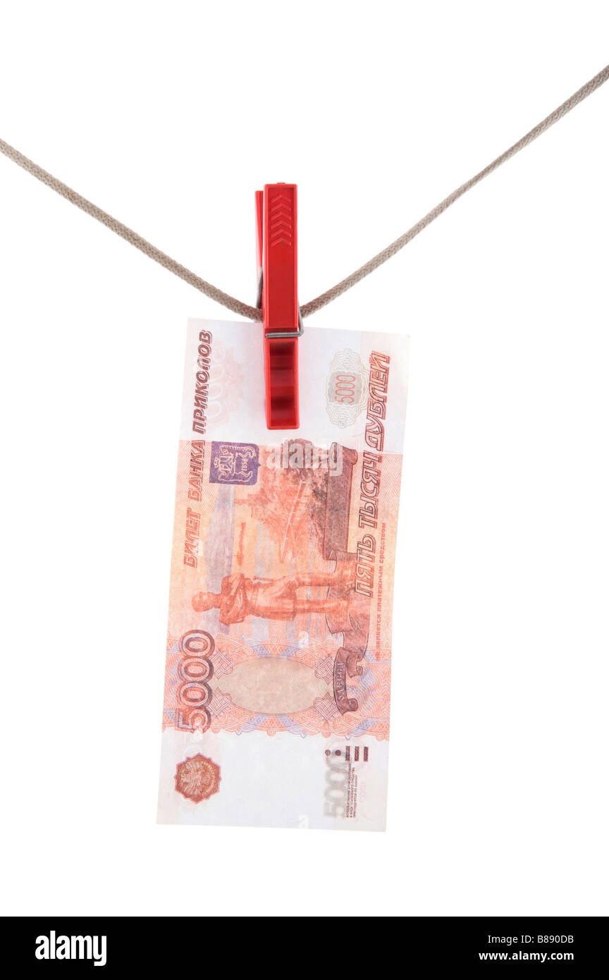 Oggetto sul bianco della carta moneta denaro Foto Stock