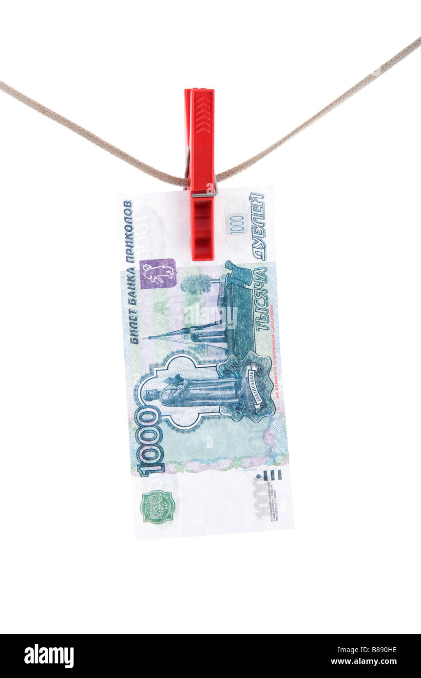 Oggetto sul bianco della carta moneta denaro Foto Stock