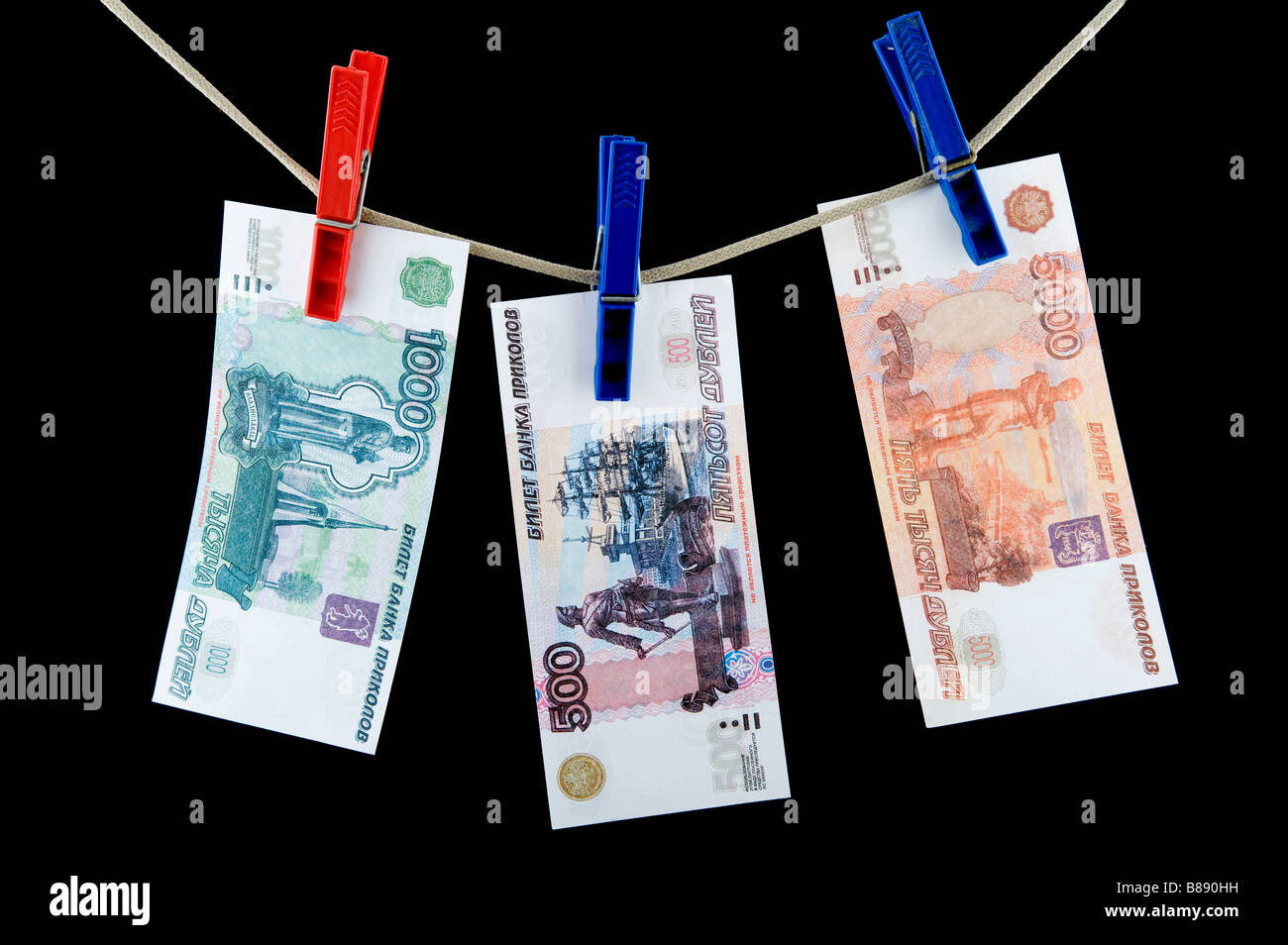 Oggetto sul nero valuta carta moneta Foto Stock