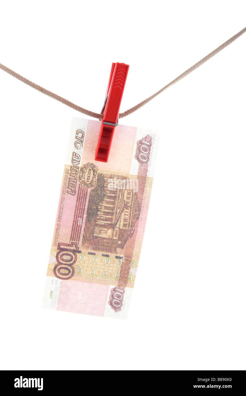 Oggetto sul bianco della carta moneta denaro Foto Stock