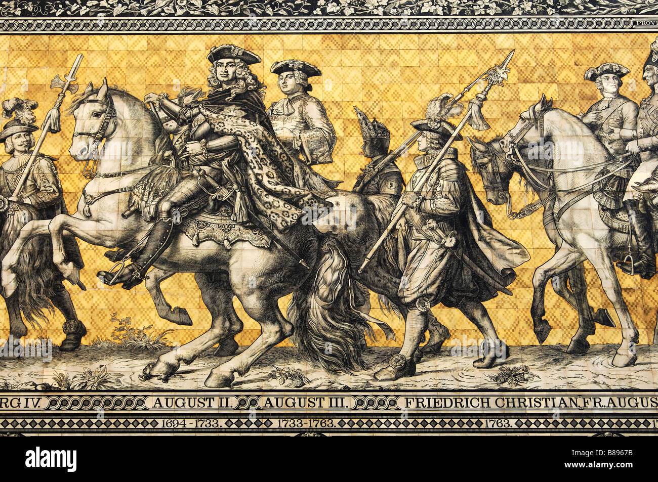 Re Agosto il forte re agosto II la Processione dei Principi Fuerstenzug Dresda in Sassonia Germania Foto Stock