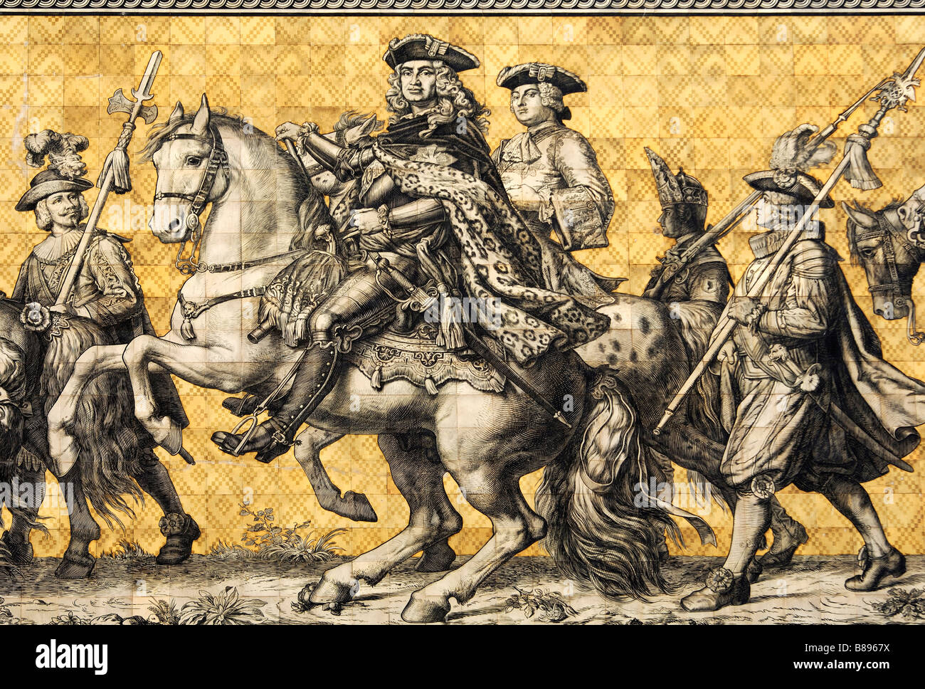 Re Agosto il forte re agosto II la Processione dei Principi Fuerstenzug Dresda in Sassonia Germania Foto Stock