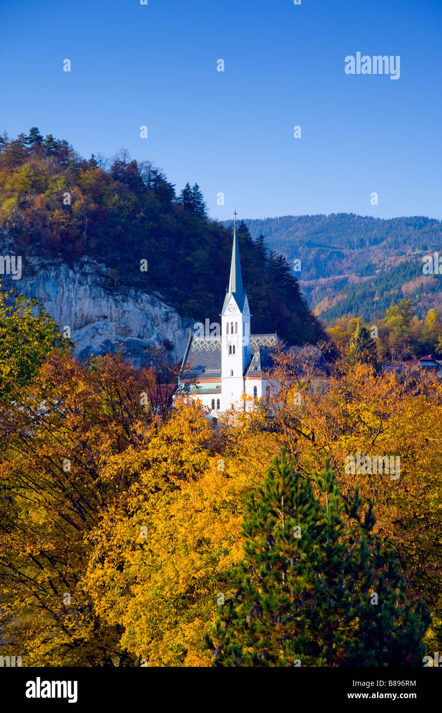 La St Martin s chiesa parrocchiale a Bled Slovenia Foto Stock