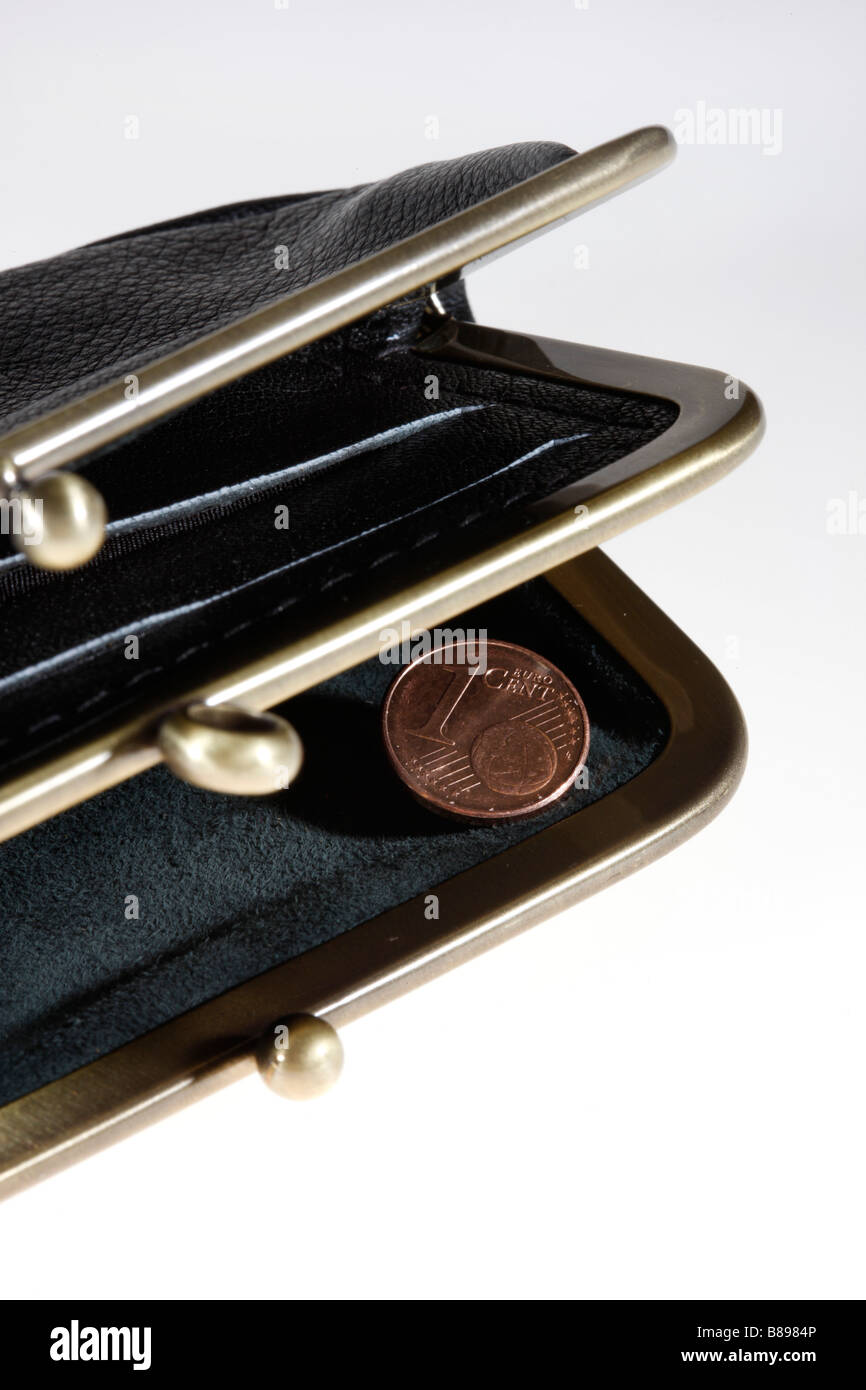 Borsa con le monete Foto Stock