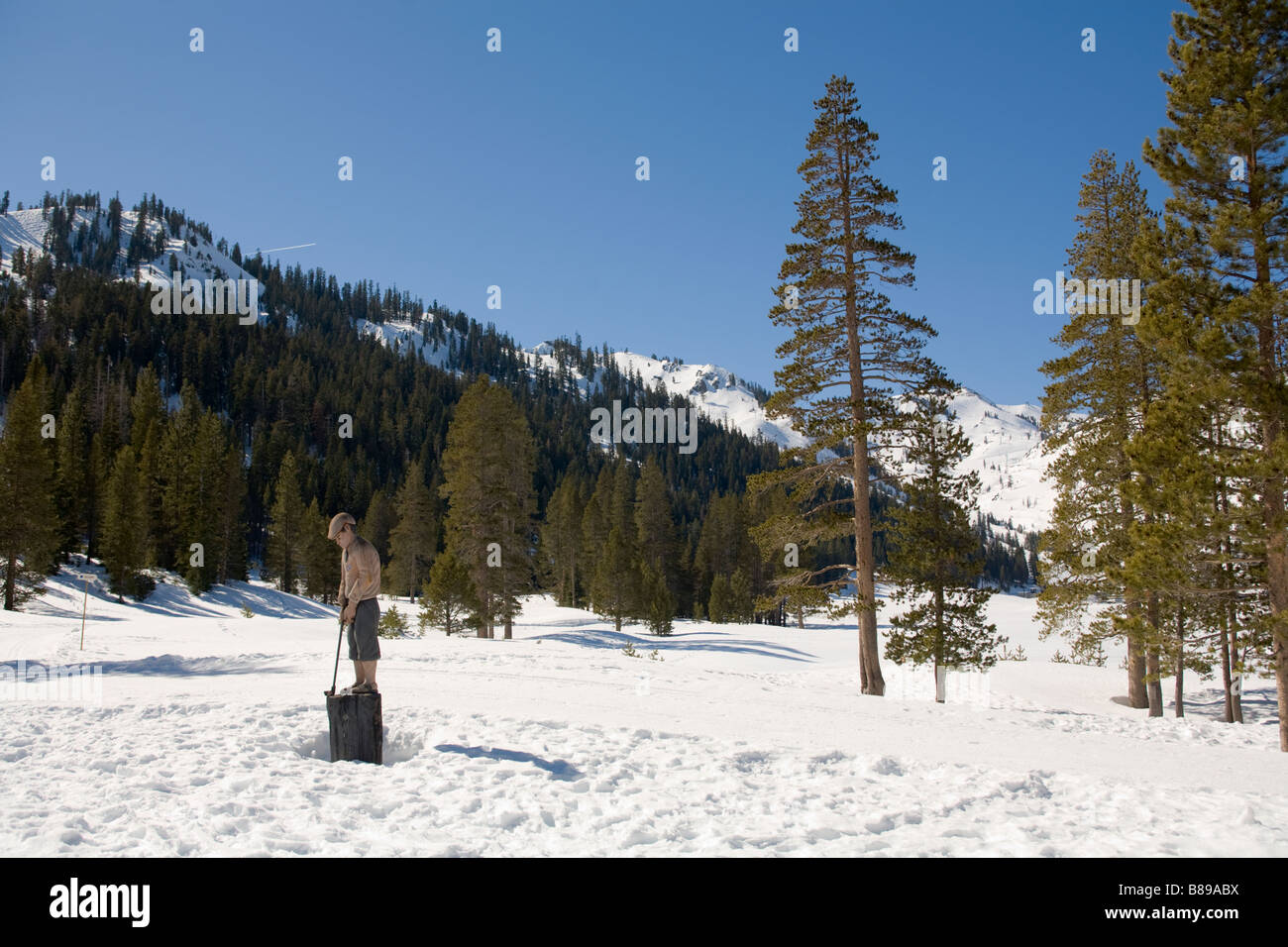 Olympic Valley, California; statua del giocatore di golf Foto Stock