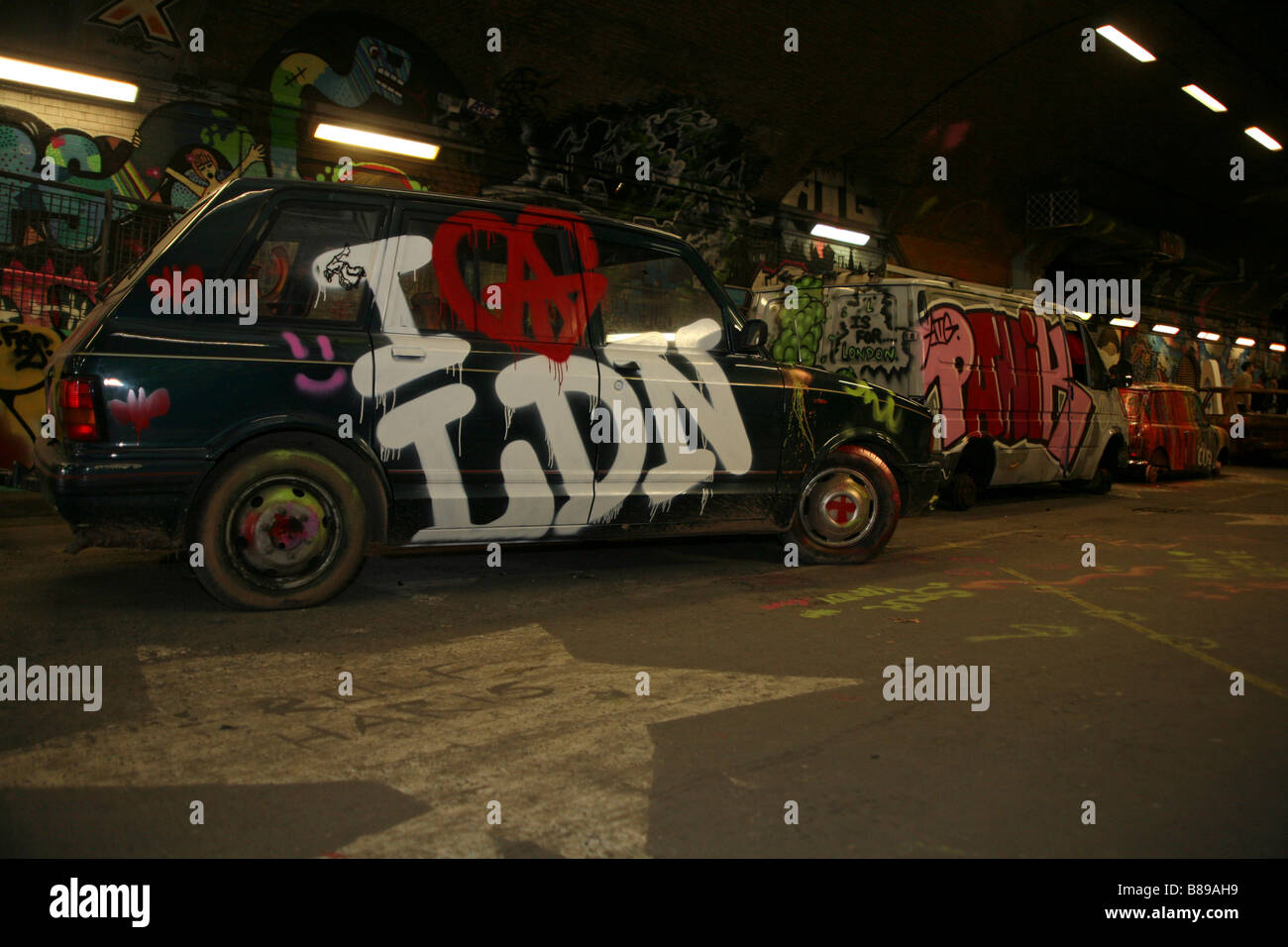 Io amo Londra taxi da ATG in Leake Street, Londra Foto Stock